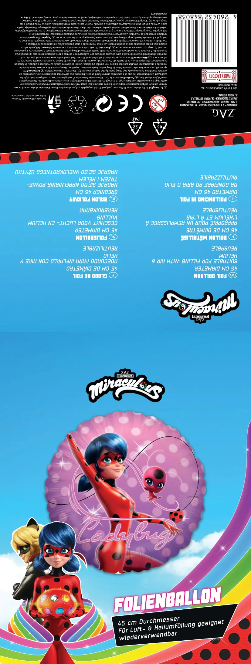 Folienballon Miraculous Ladybug Ø 45 cm