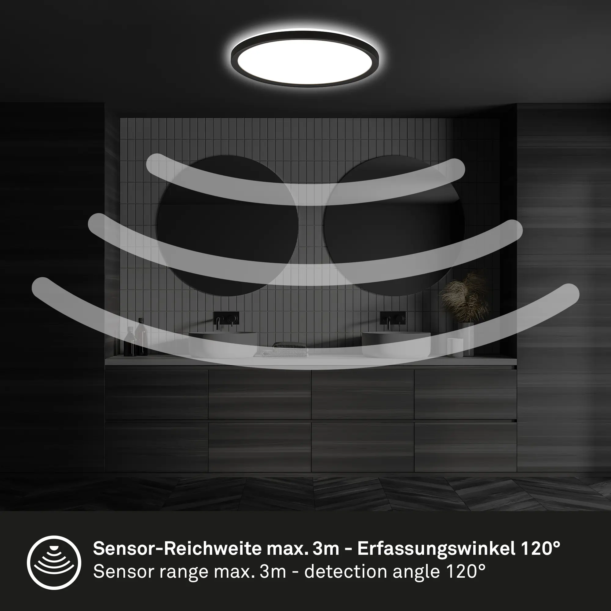 Briloner LED Deckenlampe Move 18W Ø 29 cm schwarz Bewegungssensor neutralweiß Briloner LED Deckenlampe Move 18W Ø 29 cm schwarz Bewegungssensor neutralweiß