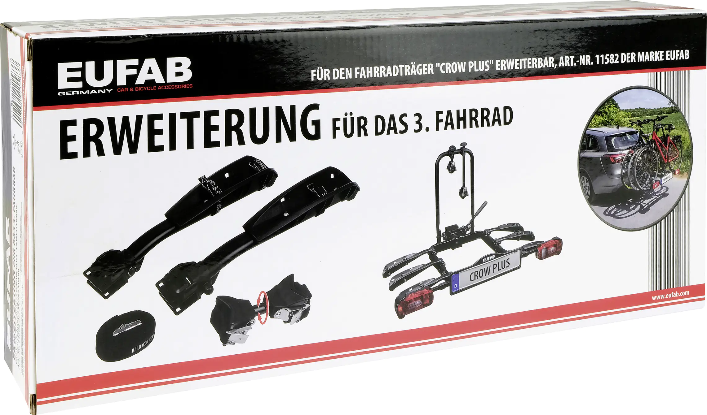EUFAB Erweiterung 3. Fahrrad  für Fahrradträger Crow Plus (11582)