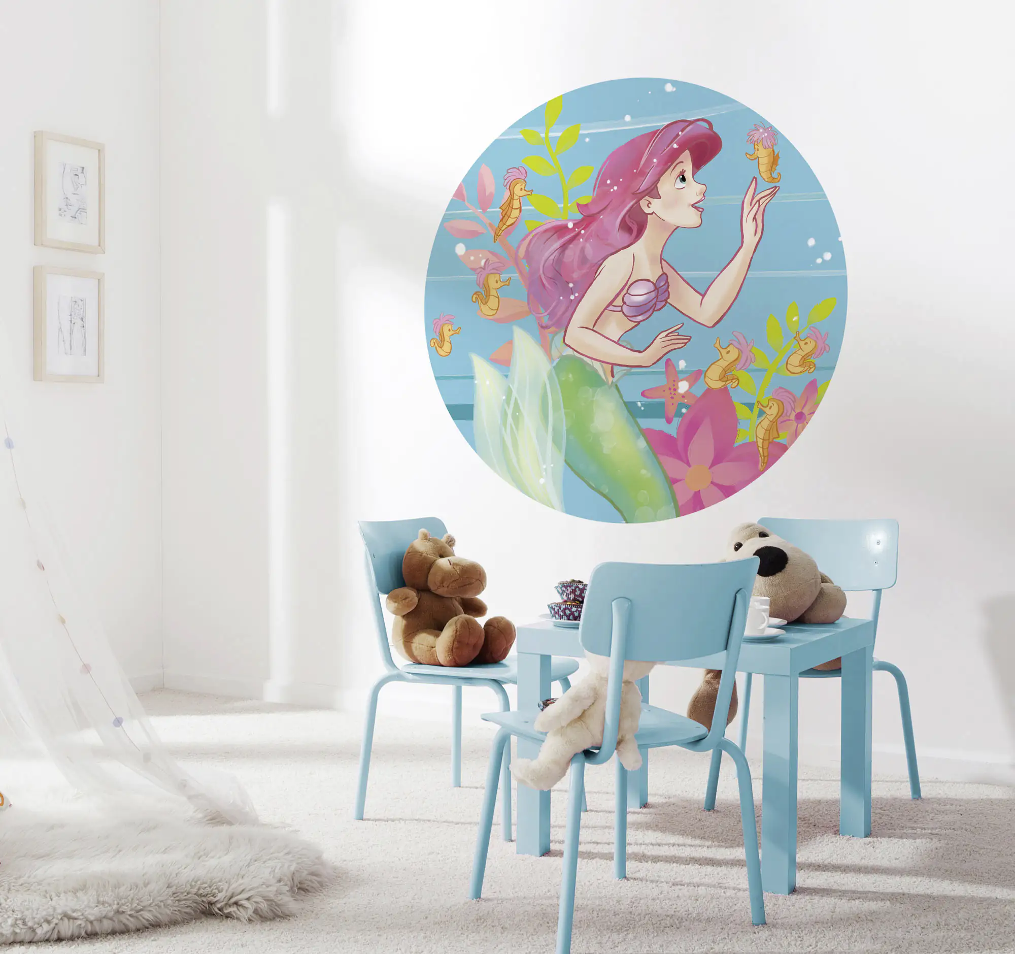 Komar Vlies Fototapete Dot Ariel Seahorses Ø 128 cm, selbstklebend