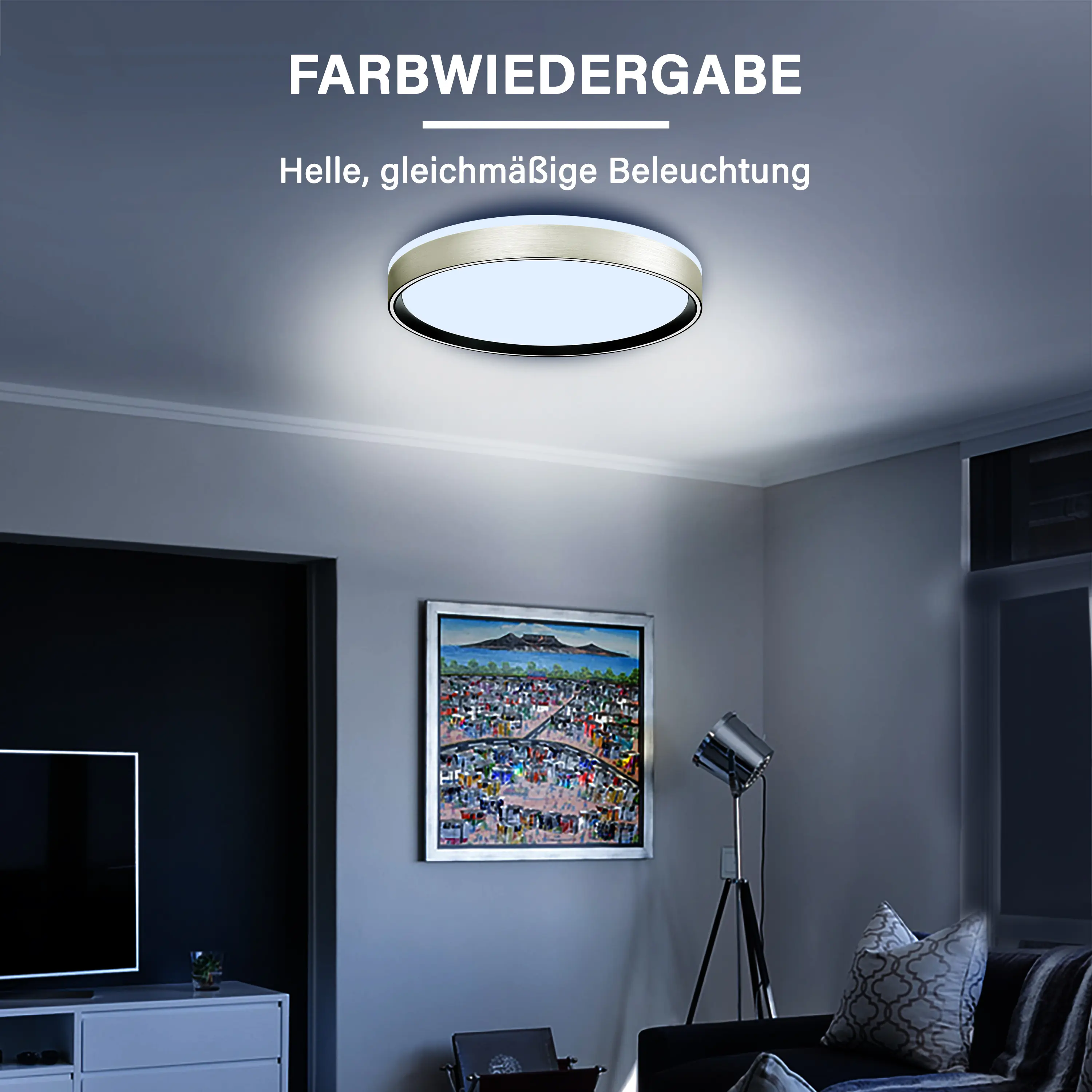 MegaLight LED-Deckenleuchte Shining Pluto Alu Ø48 cm dimmbar
