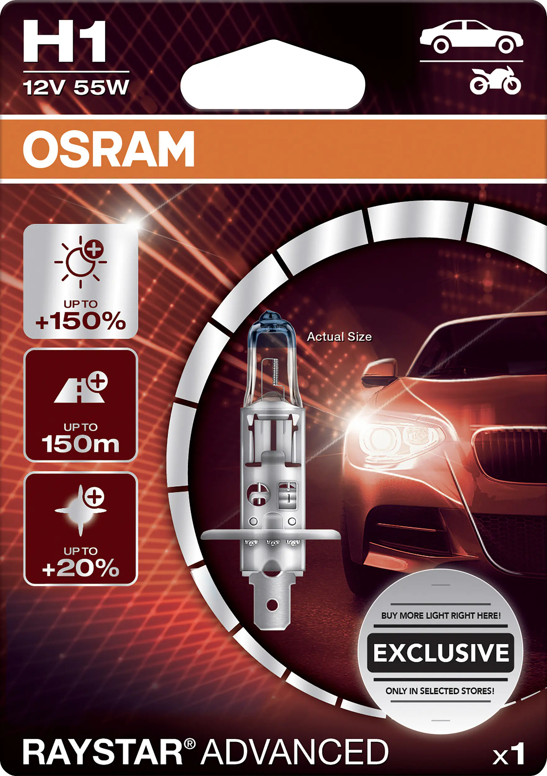 Osram Scheinwerferlampe H1 Raystar Advanced 2.0