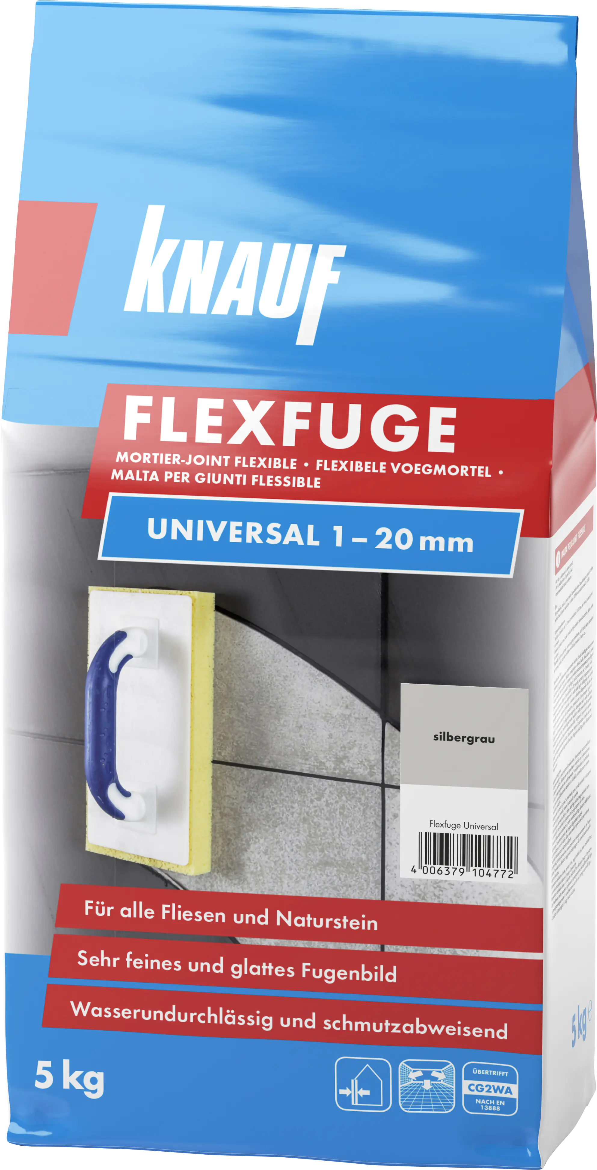 Knauf Fugenmörtel Flexfuge Universal 1 - 20 mm silbergrau 5 kg Knauf Fugenmörtel Flexfuge Universal 1 - 20 mm silbergrau 5 kg