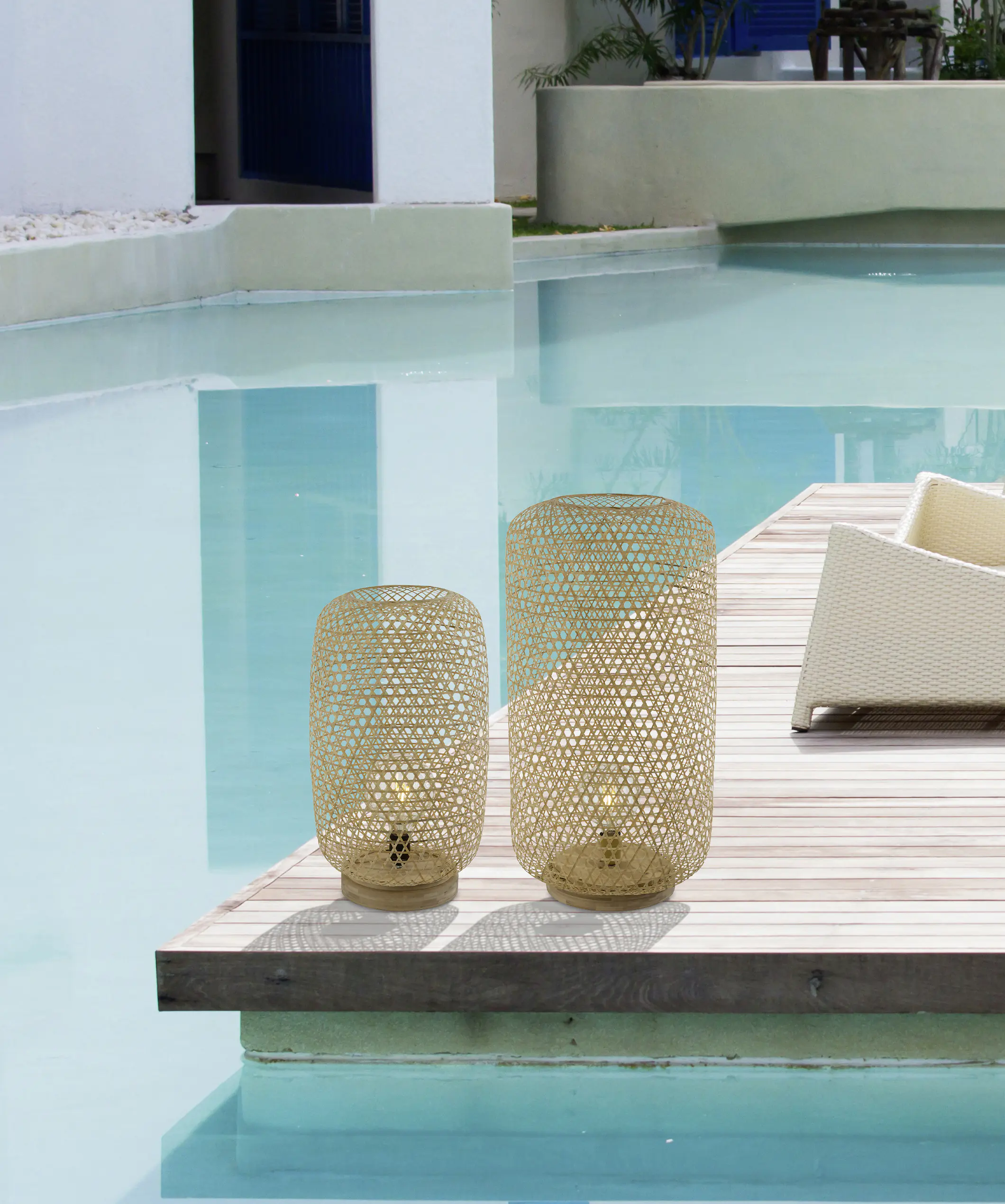 Globo Stehleuchte Mirena natur 55 x 31 cm E27, max. 60 W