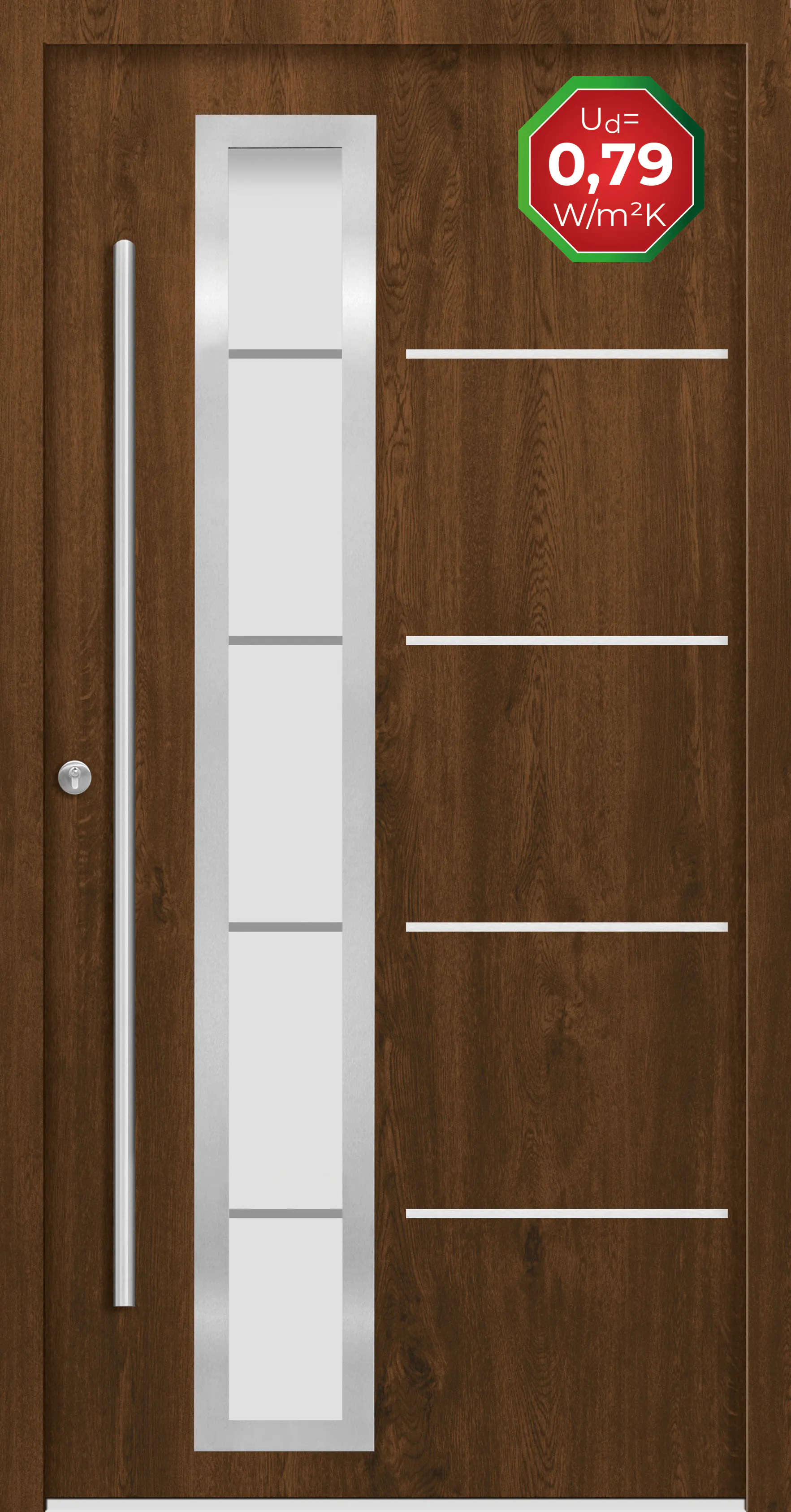 Splendoor Haustür Passivedoor Premium B06 Nussbaum DIN Links 110 x 210 cm