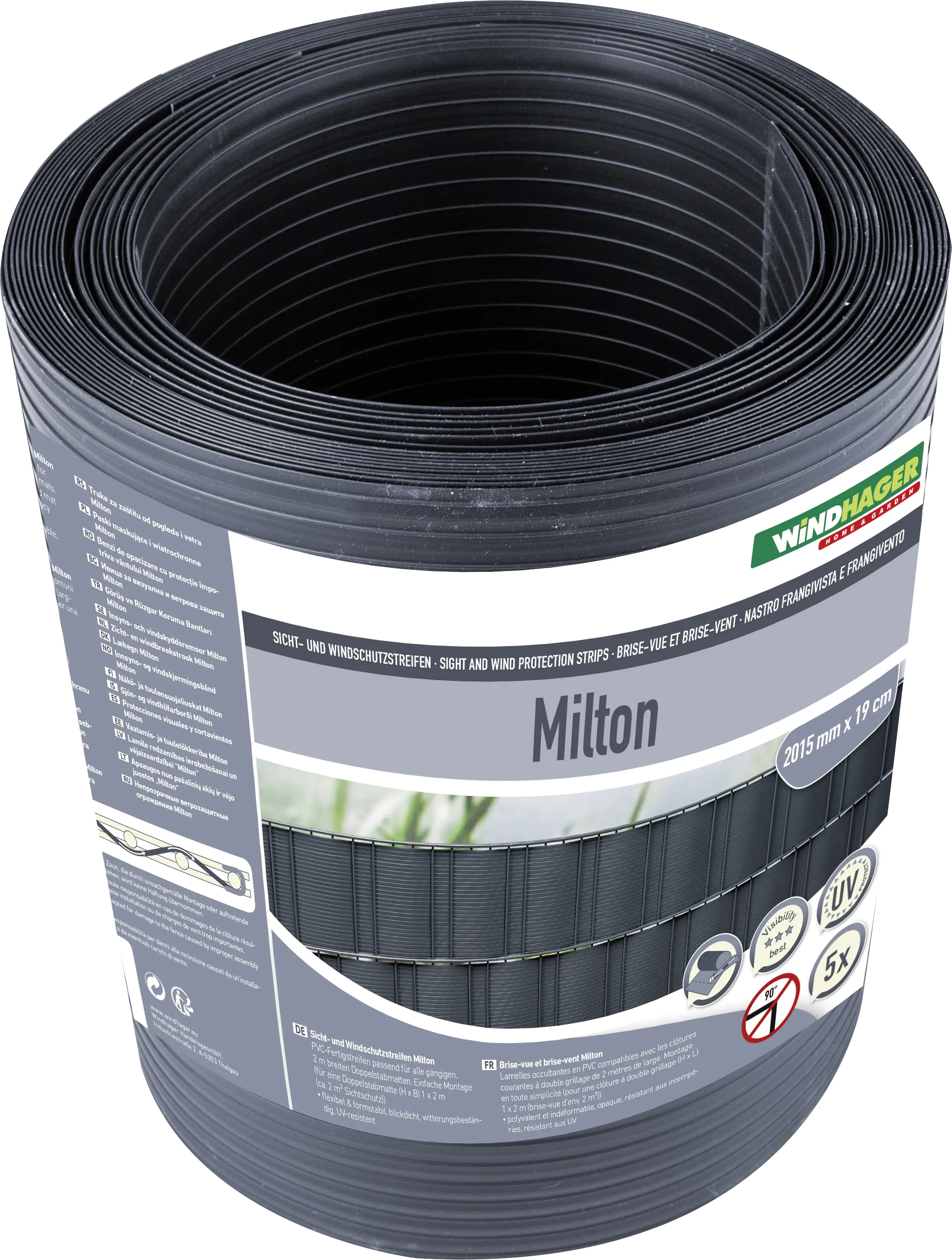 Windhager Sichtschutzstreifen Milton 2,015 m, anthrazit, 5 Stück
