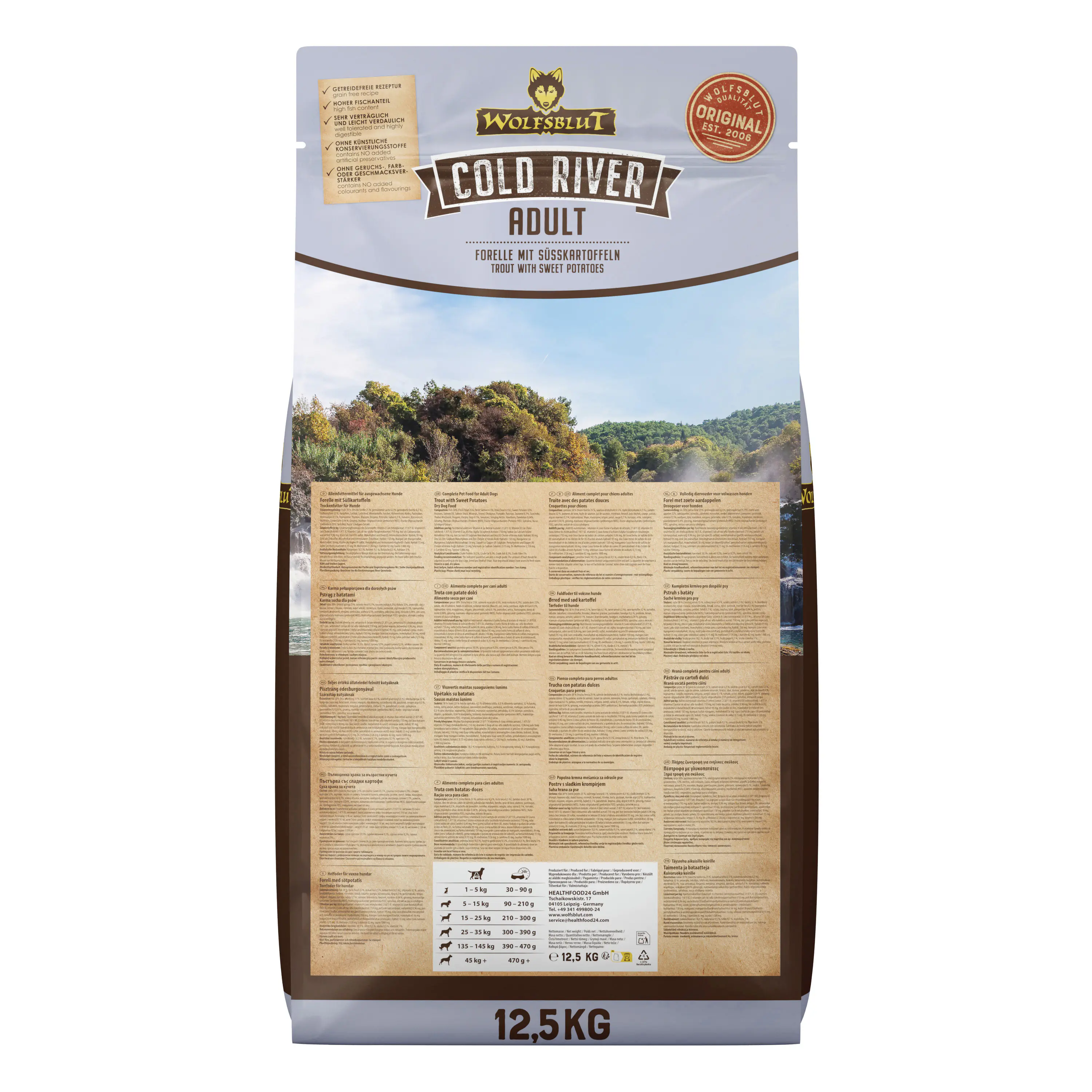 Wolfsblut Cold River Adult Trockenfutter - Forelle mit Süßkartoffel 12,5 kg