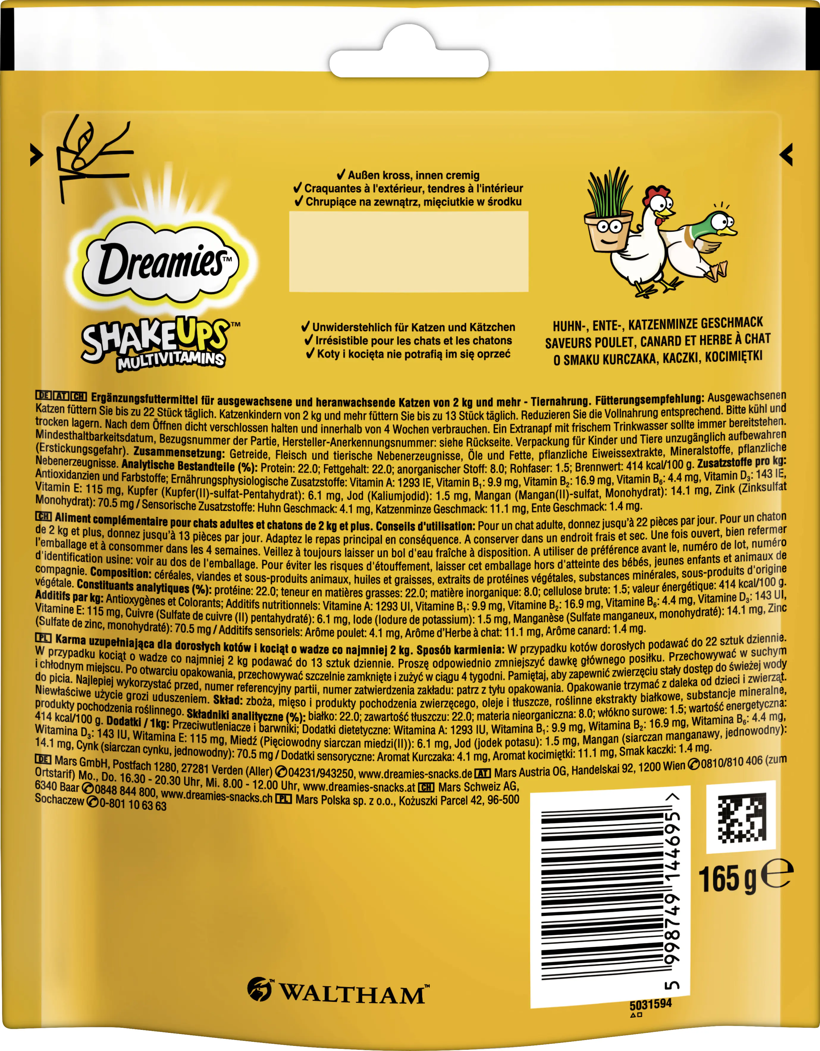 Dreamies ShakeUps Multivitamins Katzen Leckerli 165 g Geflügel Picknick