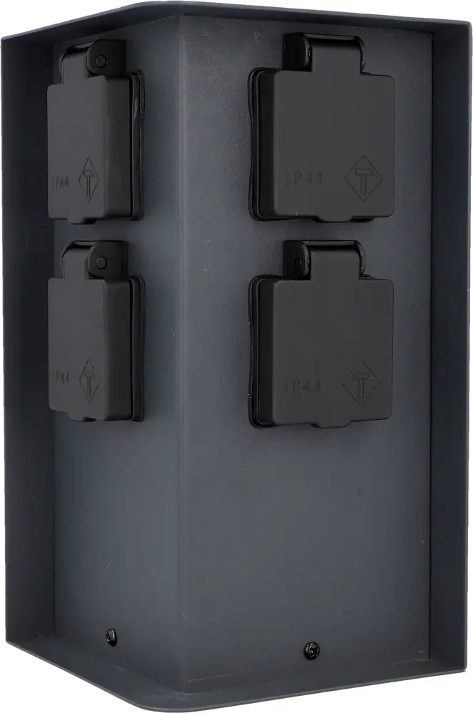 Unitec Gartensäule mit 4 Schutzkontakt-Steckdosen schwarz