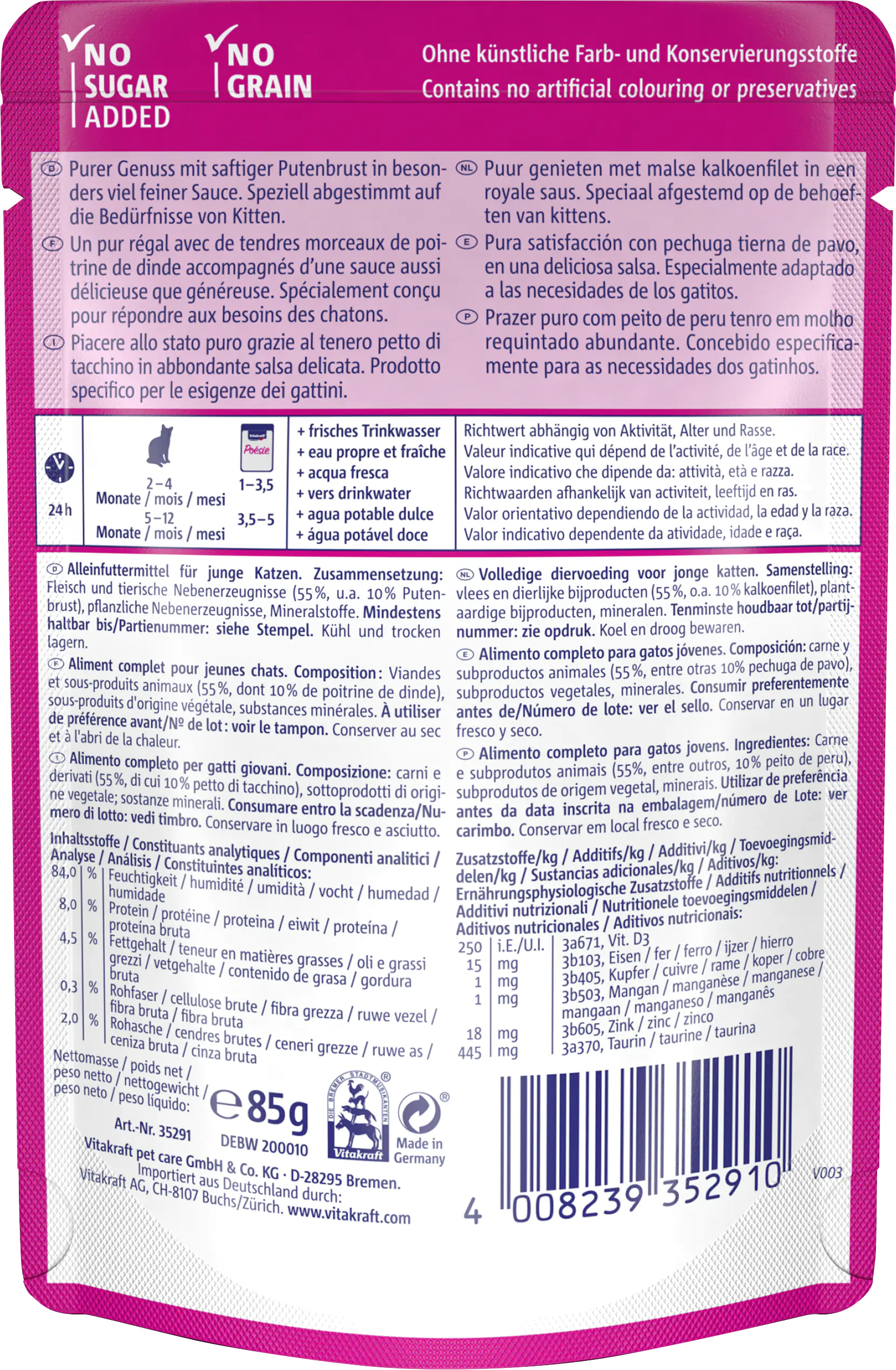 Vitakraft Poésie Katzenfutter Délice Sauce Junior Pute 85 g