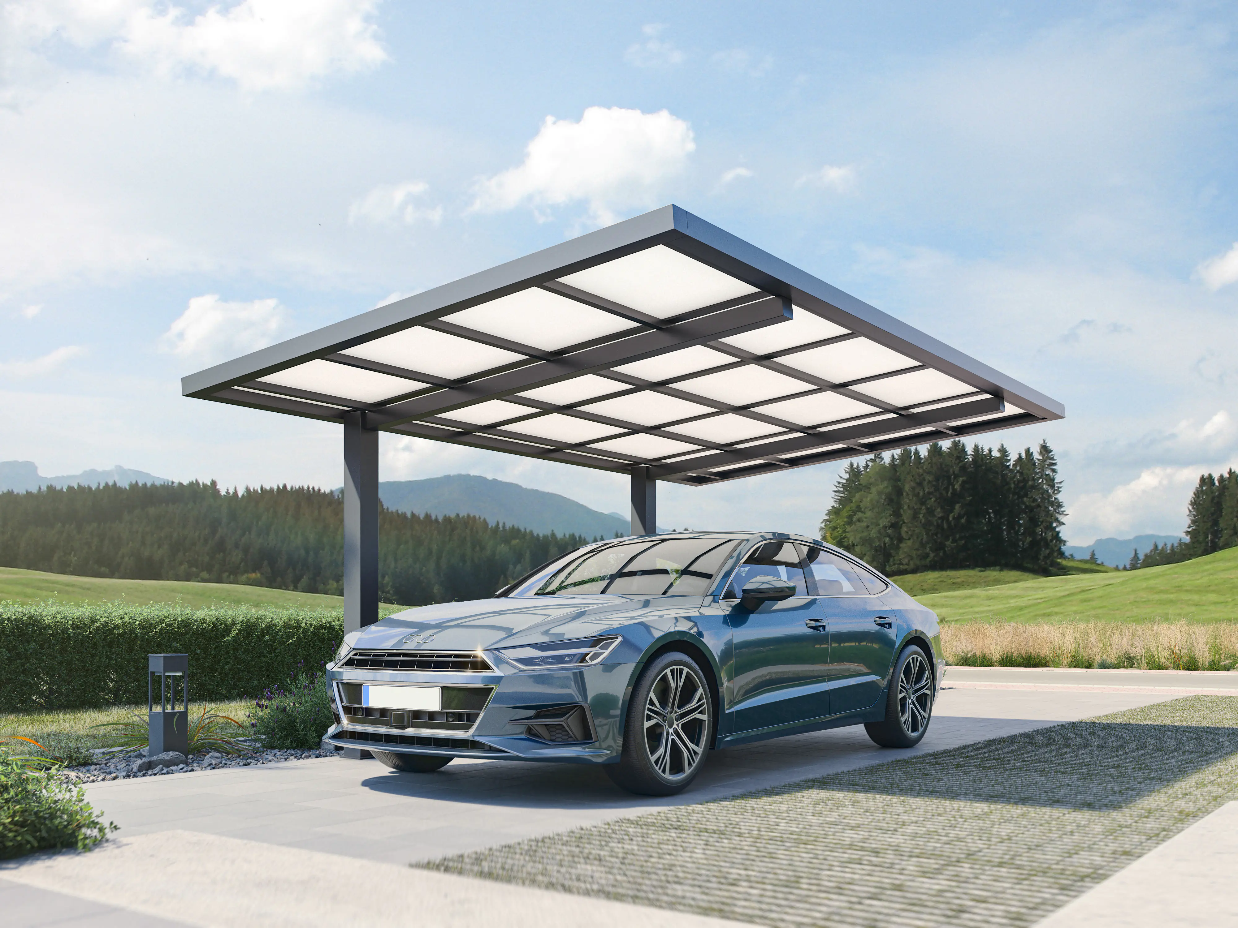 Carport freistehend gerade 500 x 300 cm grau