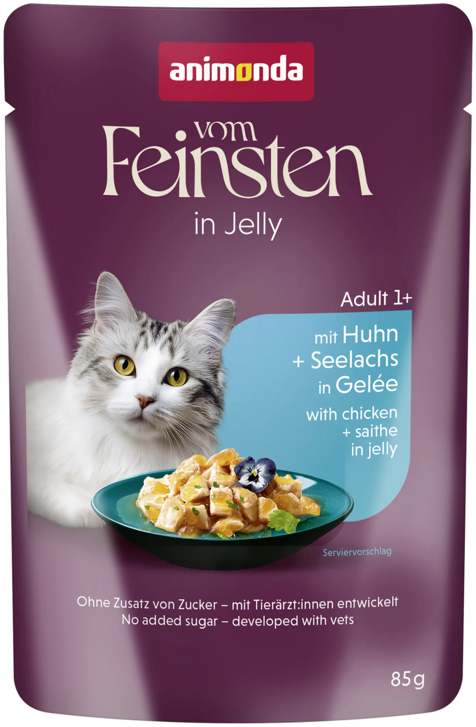 Animonda vom Feinsten Katzennassfutter Adult 85 g Huhn & Seelachs in Gelee