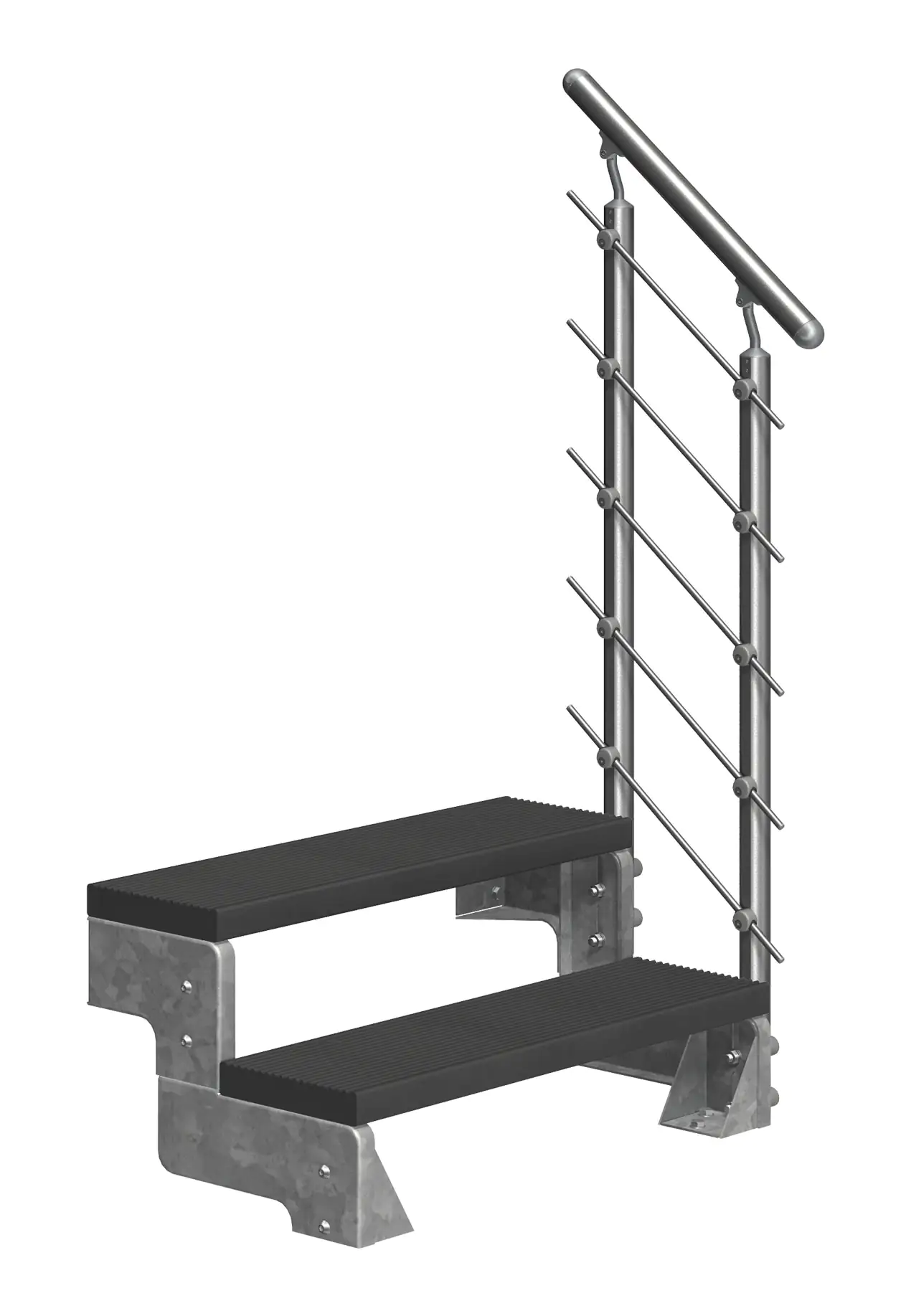 Dolle Außentreppe Gardentop mit Edelstahl-Geländer Breite 80 cm Trimax anthrazit