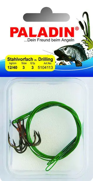 Paladin Stahlvorfach Drilling Gr. 4 Tragkraft 12 kg Länge 40cm 3 Stück