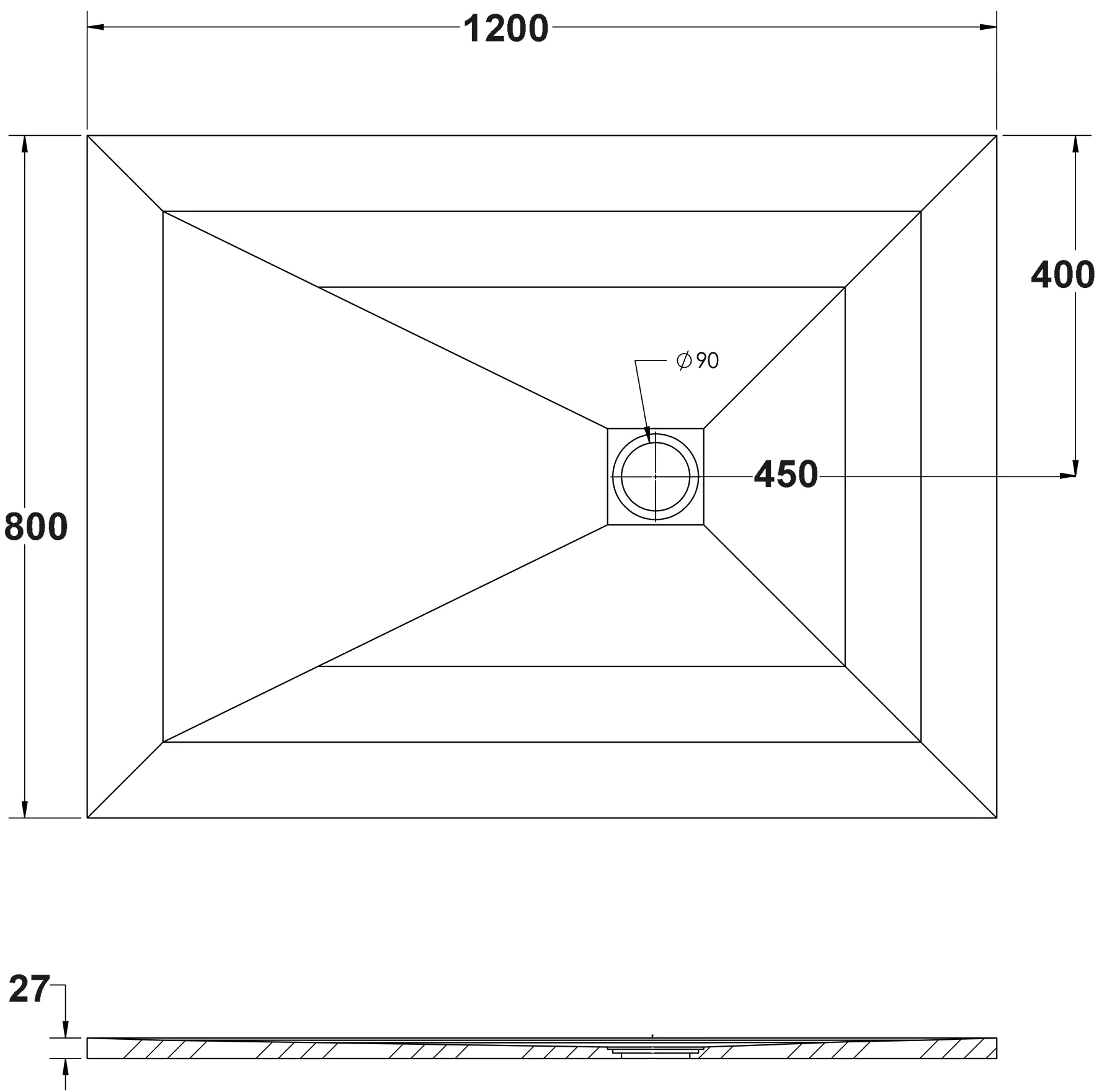 4005489135584_1687717 Ottofond Duschwanne Strato 120 x 80 x 2,7 cm, weiß