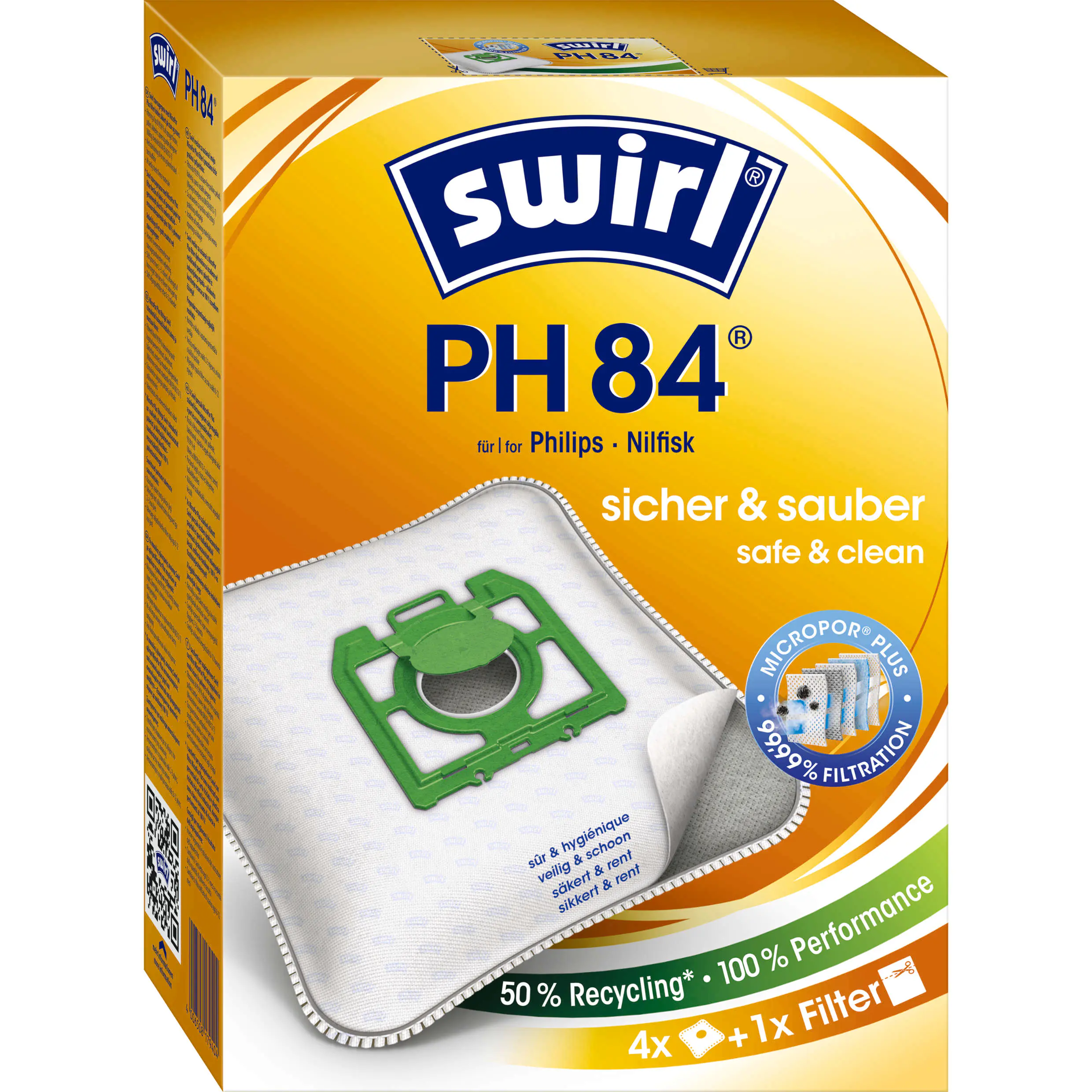 Swirl PH 84 EcoPor Staubsaugerbeutel 4 Staubbeutel + 1 Filter