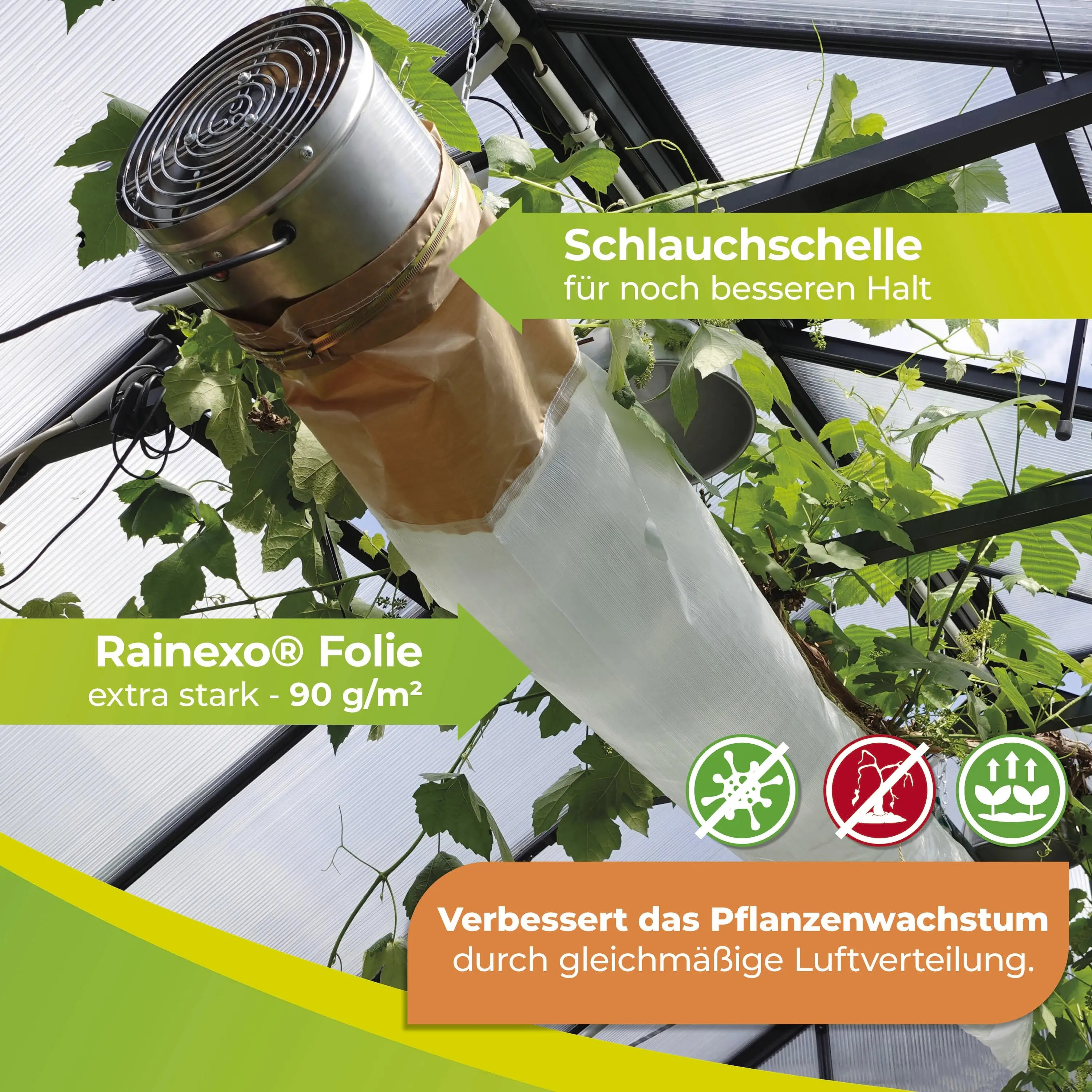 BioGreen Energiesparschlauch für Gewächshausheizung Phoenix transparent Ø 22 x 300 cm