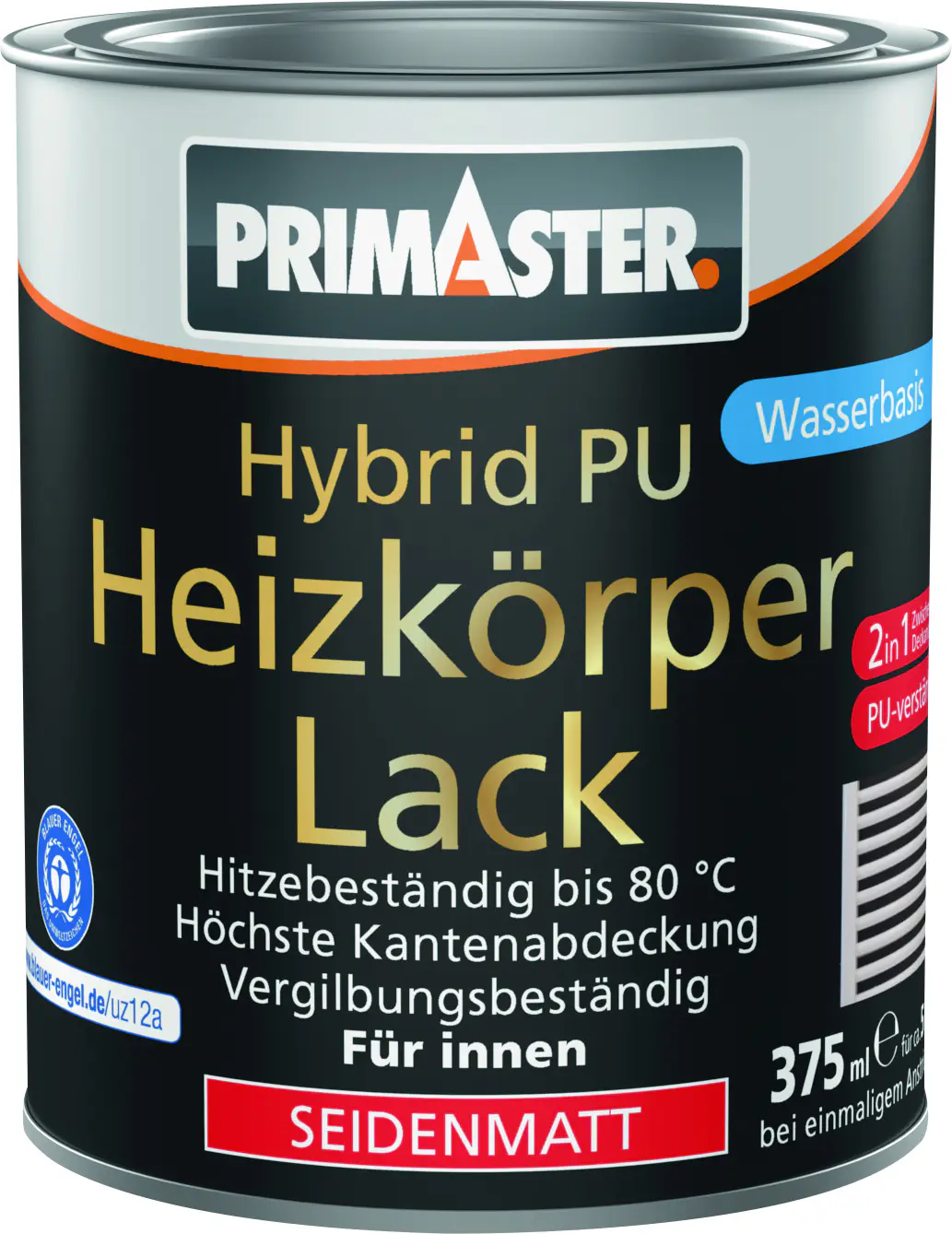 Primaster Hybrid PU-Heizkörperlack weiß seidenmatt 375 ml Primaster Hybrid PU-Heizkörperlack weiß seidenmatt 375 ml