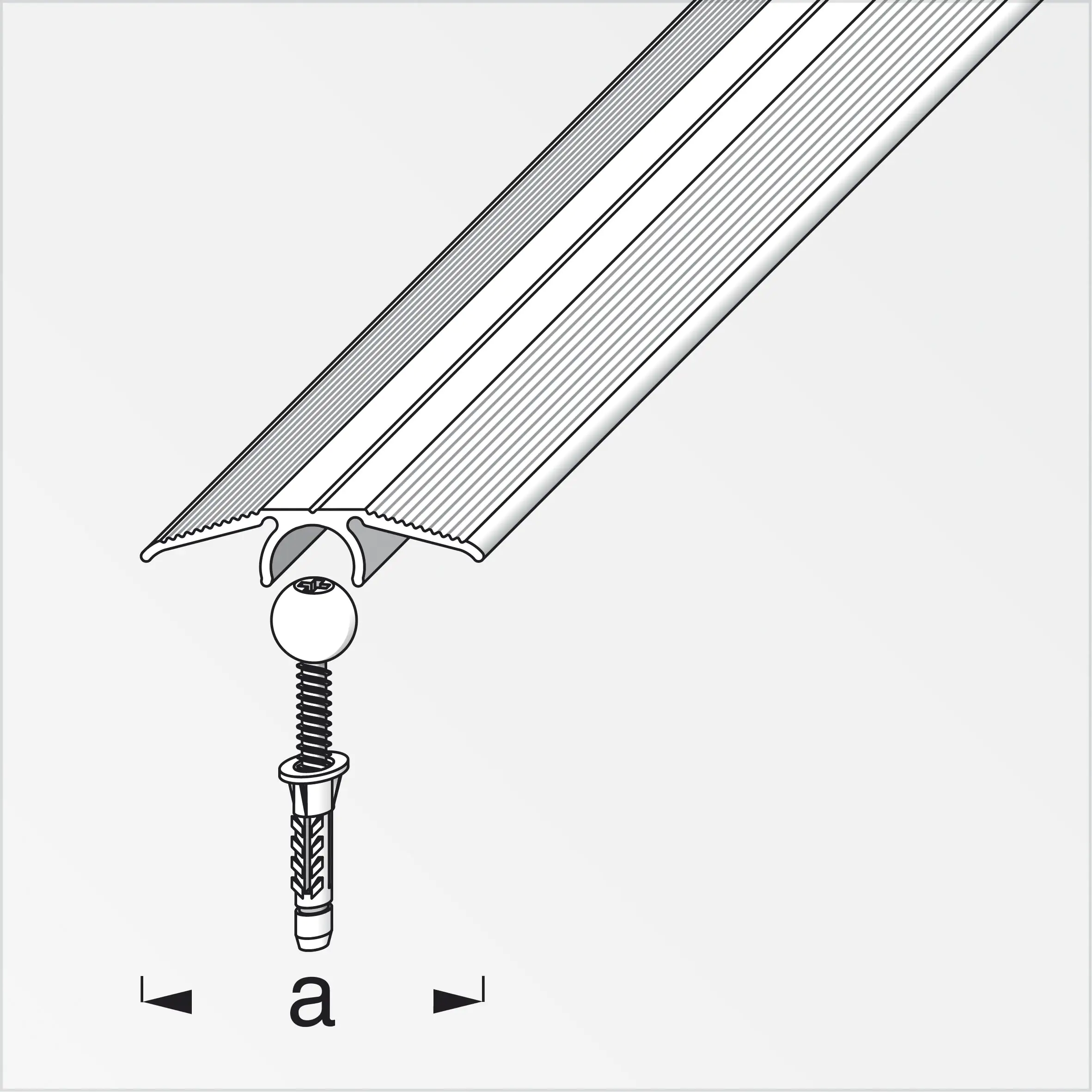 alfer Übergangs-Profil und Dübel-System 0.9 m, 33 mm, Alu, eloxiert, silber
