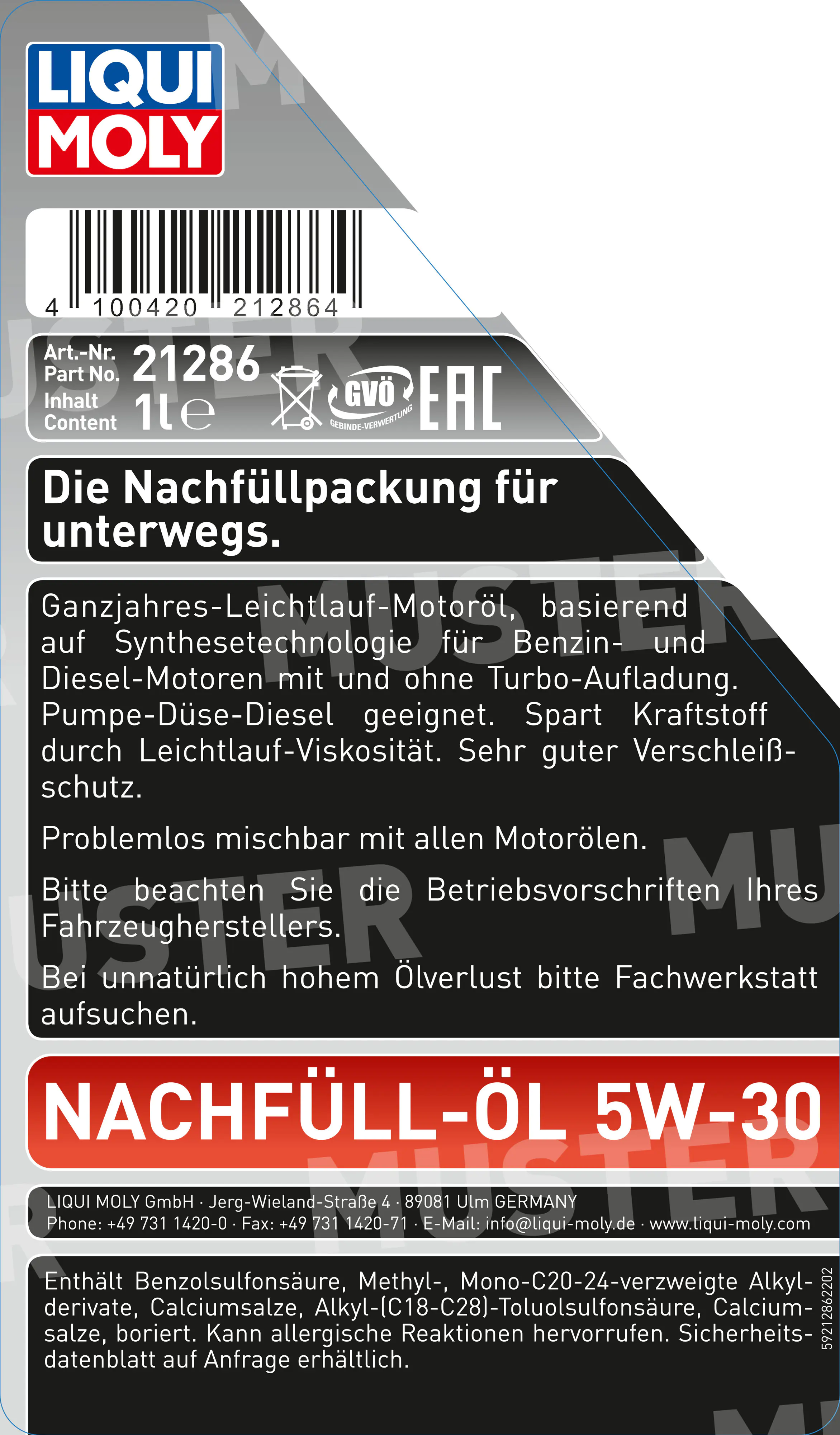 Liqui Moly Nachfüll-Öl 5W-30 1 L Liqui Moly Nachfüll-Öl 5W-30 1 L