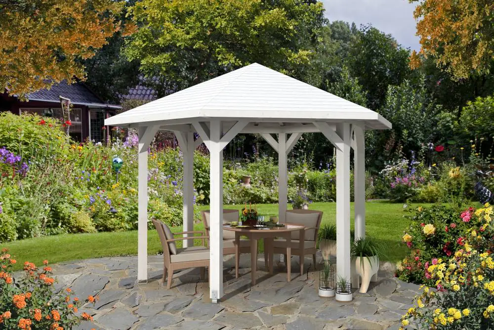 SKAN HOLZ Pavillon Nancy 2 Leimholz, lasiert in Weiß