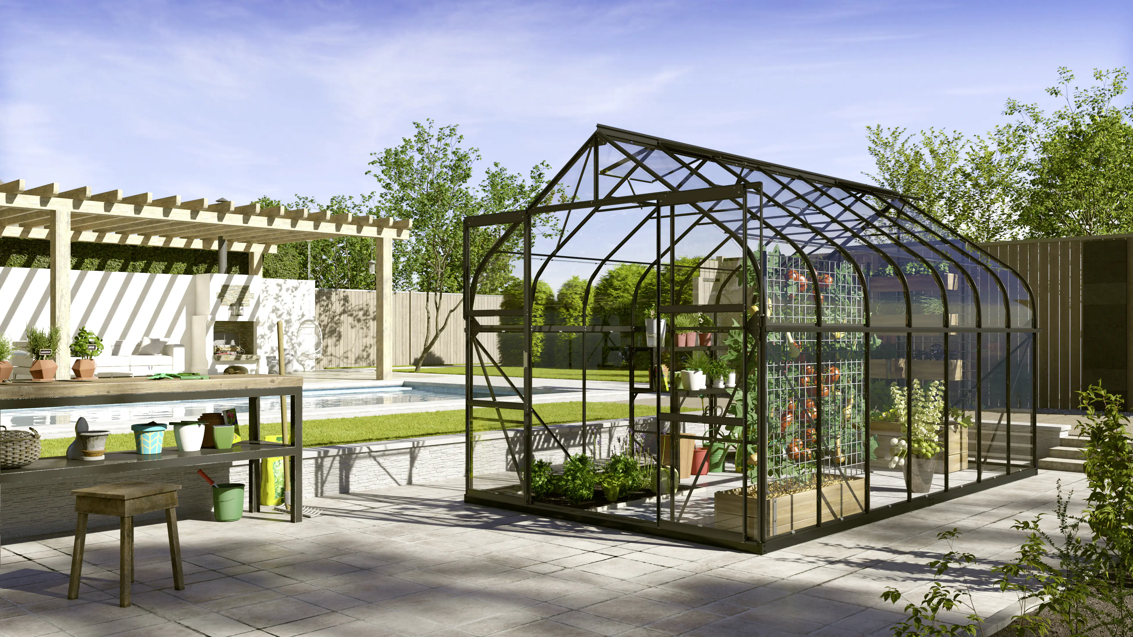 Vitavia Gewächshaus Dione 11500 264 x 445 cm 3 mm Sicherheitsglas Vitavia Gewächshaus Dione 11500 264 x 445 cm 3 mm Sicherheitsglas