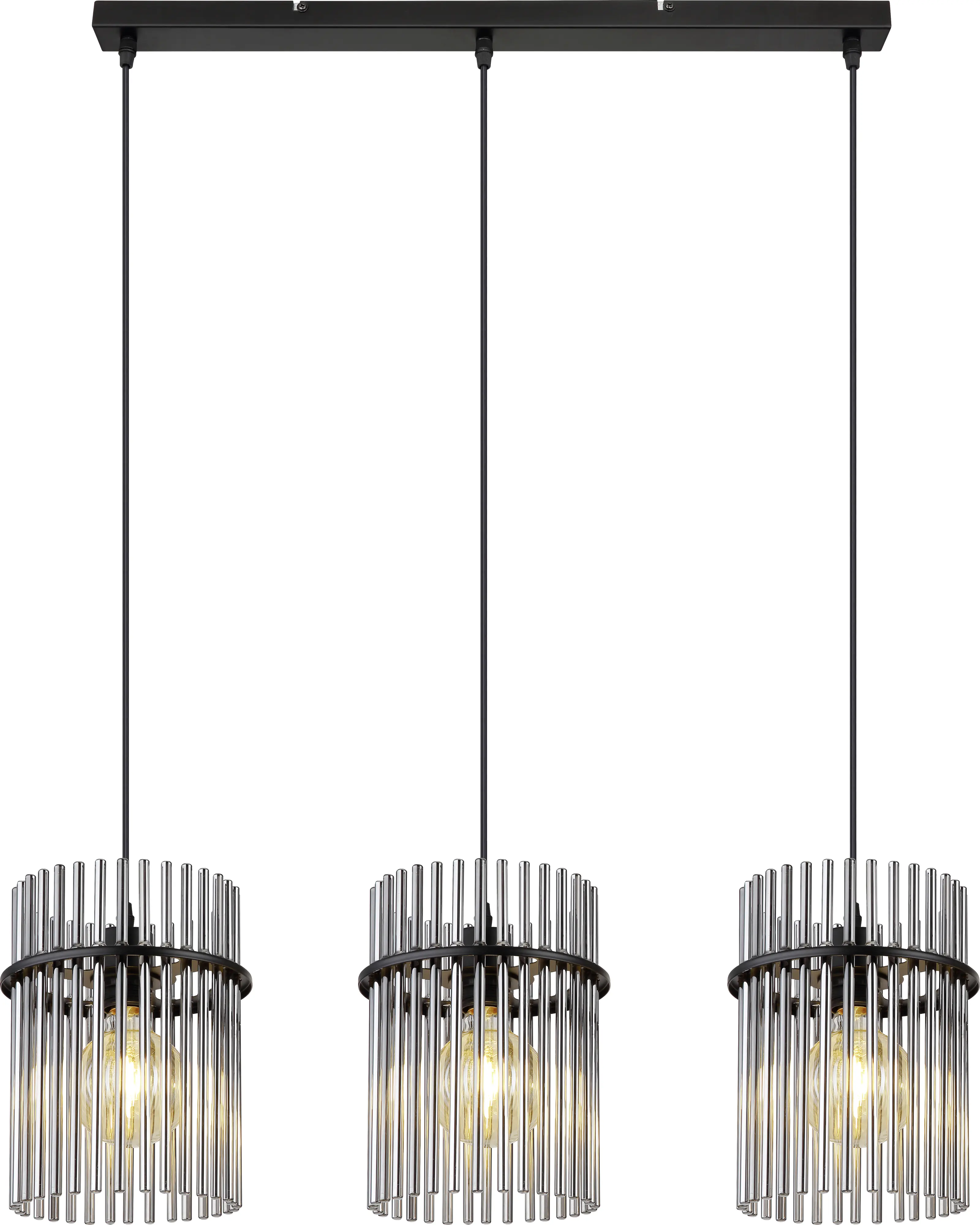Globo 3er Hängeleuchte Gorley schwarz chrom 80 x 20 x 140 cm E27