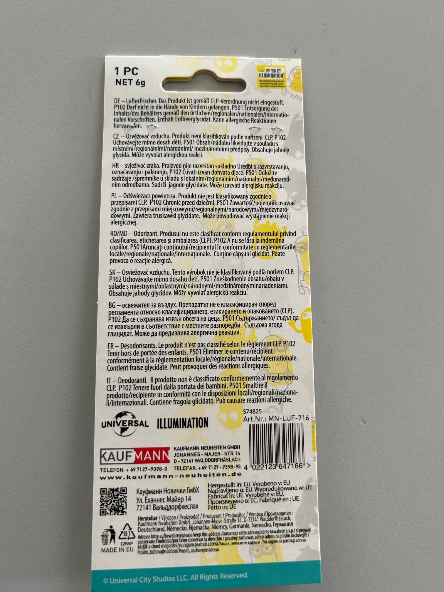 Minions Papierlufterfrischer More than a Minion Cherry Minions Papierlufterfrischer More than a Minion Cherry