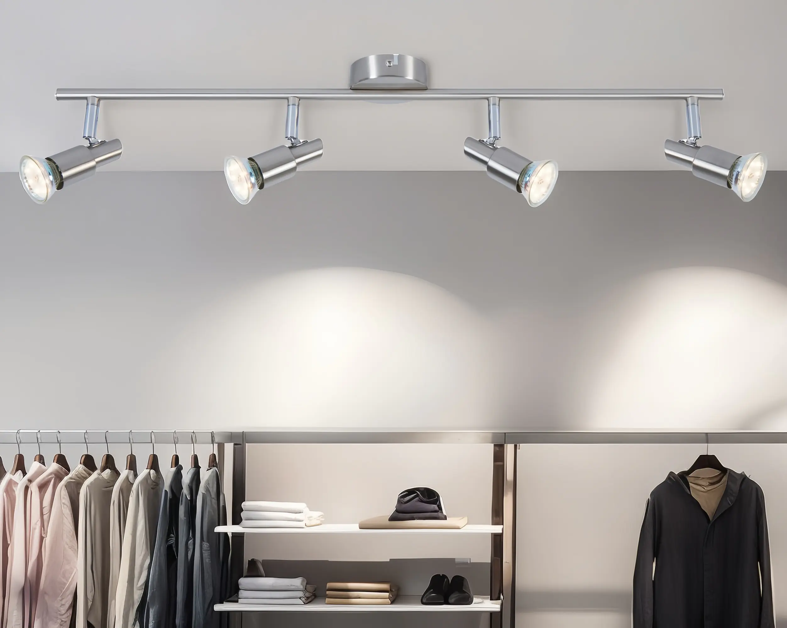 LED Leuchten 4er Spot Lina nickel-chrom 68 x 12 cm warmweiß