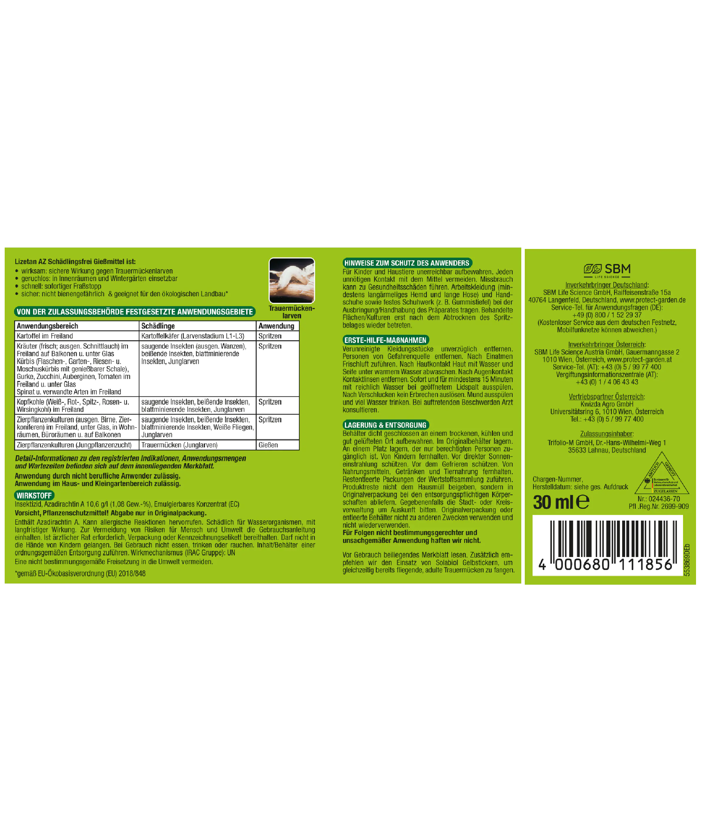 Protect Garden Lizetan AZ Schädlingsfrei Gießmittel 30 ml Protect Garden Lizetan AZ Schädlingsfrei Gießmittel 30 ml