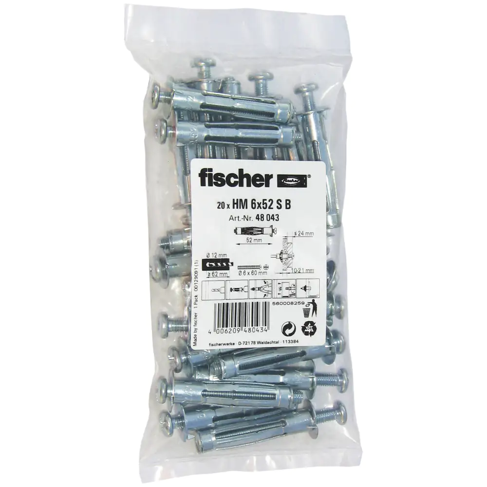 Fischer Hohlraumdübel aus Metall 6.0 x 52 mm - 20 Stück Fischer Hohlraumdübel aus Metall 6.0 x 52 mm - 20 Stück