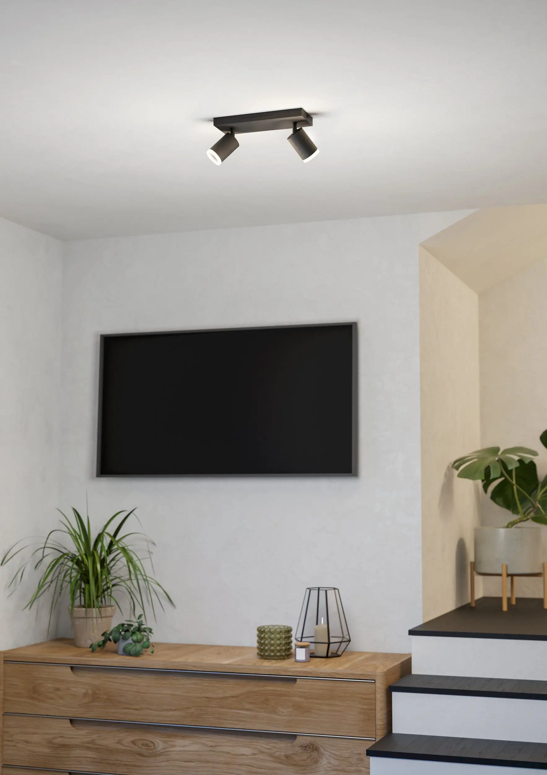 Eglo LED Leuchten 2er Spot Melitello-Z schwarz 25 x 11 cm RGB dimmbar