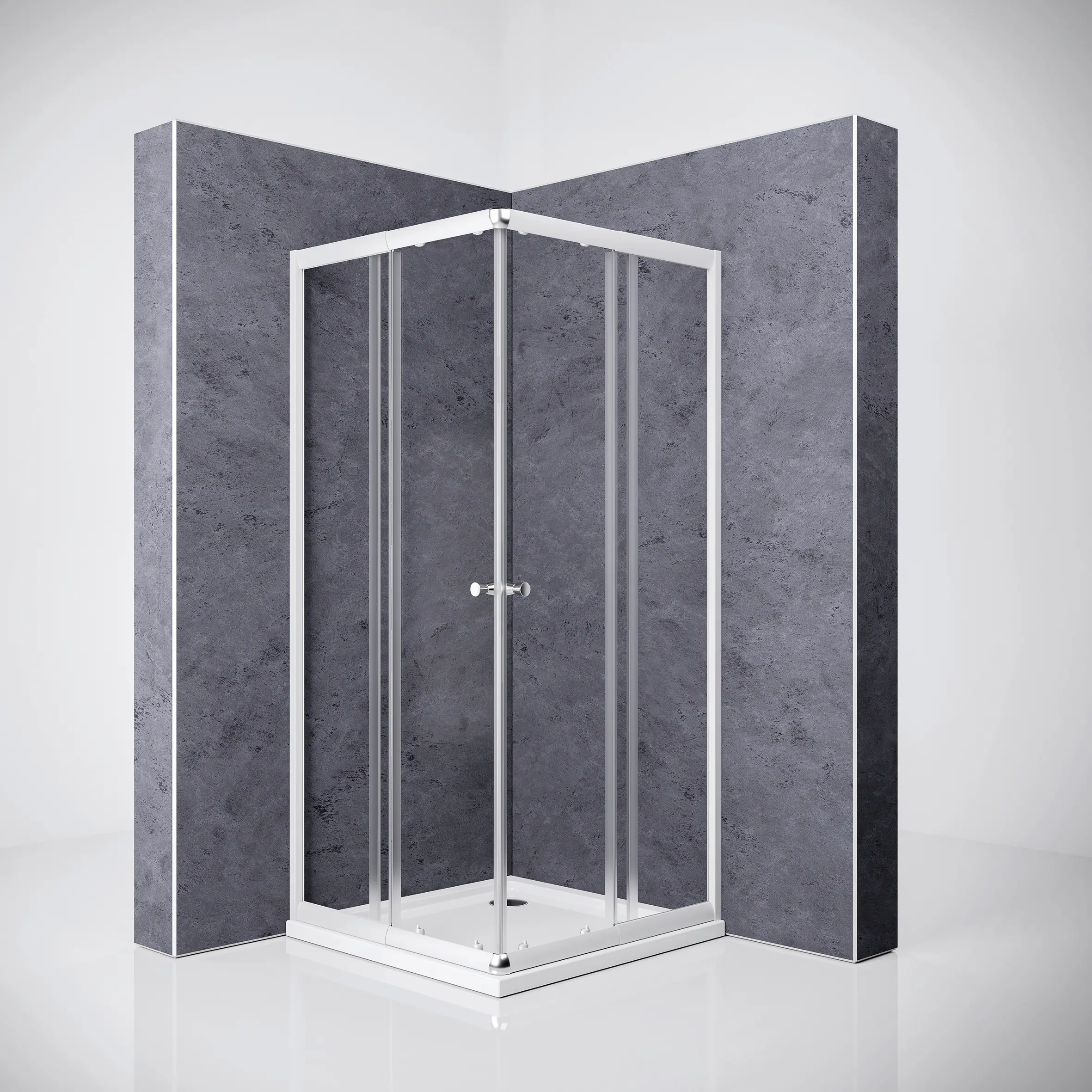 Breuer Ektos Eckeinstieg Schiebetür 80-90 cm x 180 cm silber matt Klarglas 