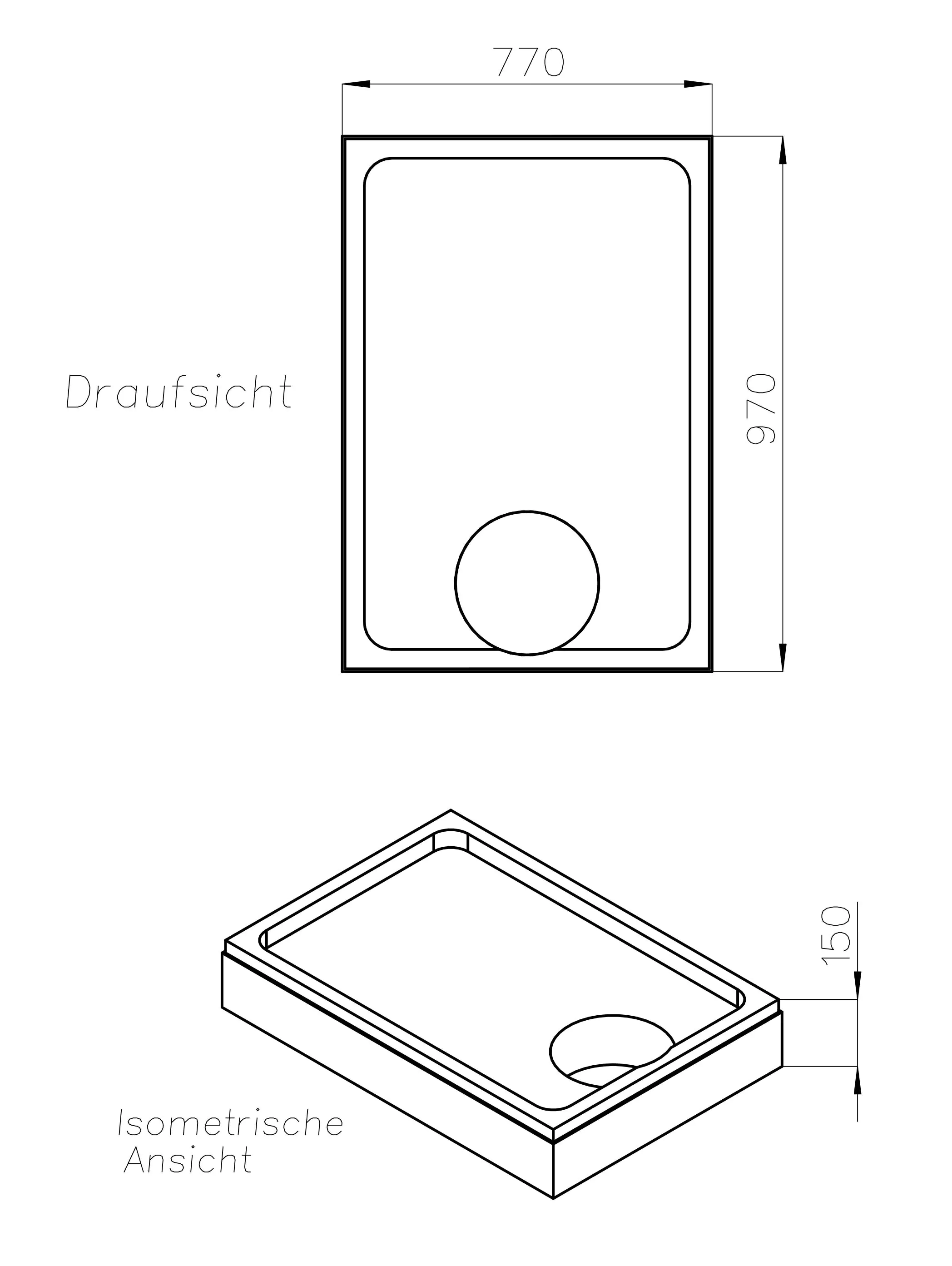 Ottofond Wannenträger Plateau 970 x 770 mm