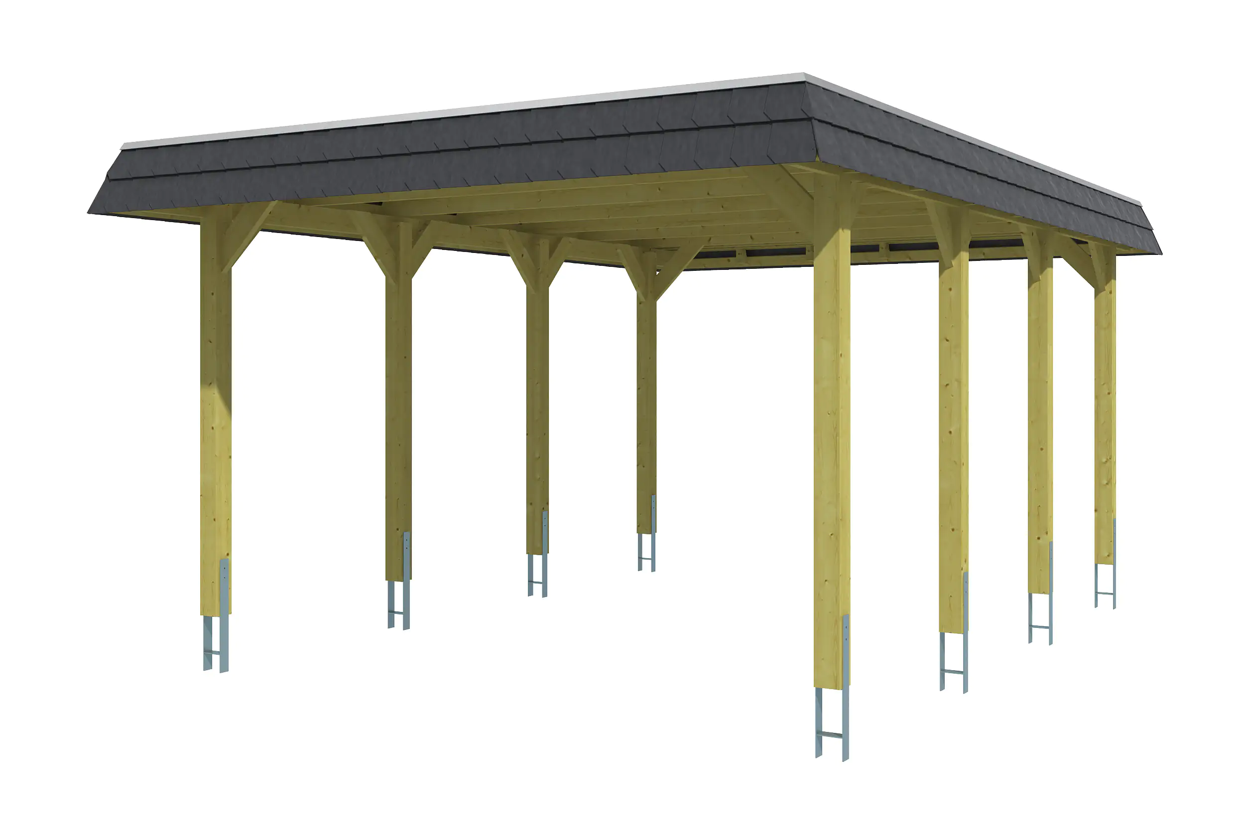 4018211034000_02 SKAN HOLZ Carport Spreewald 396 x 589 cm mit EPDM-Dach, schwarze Blende