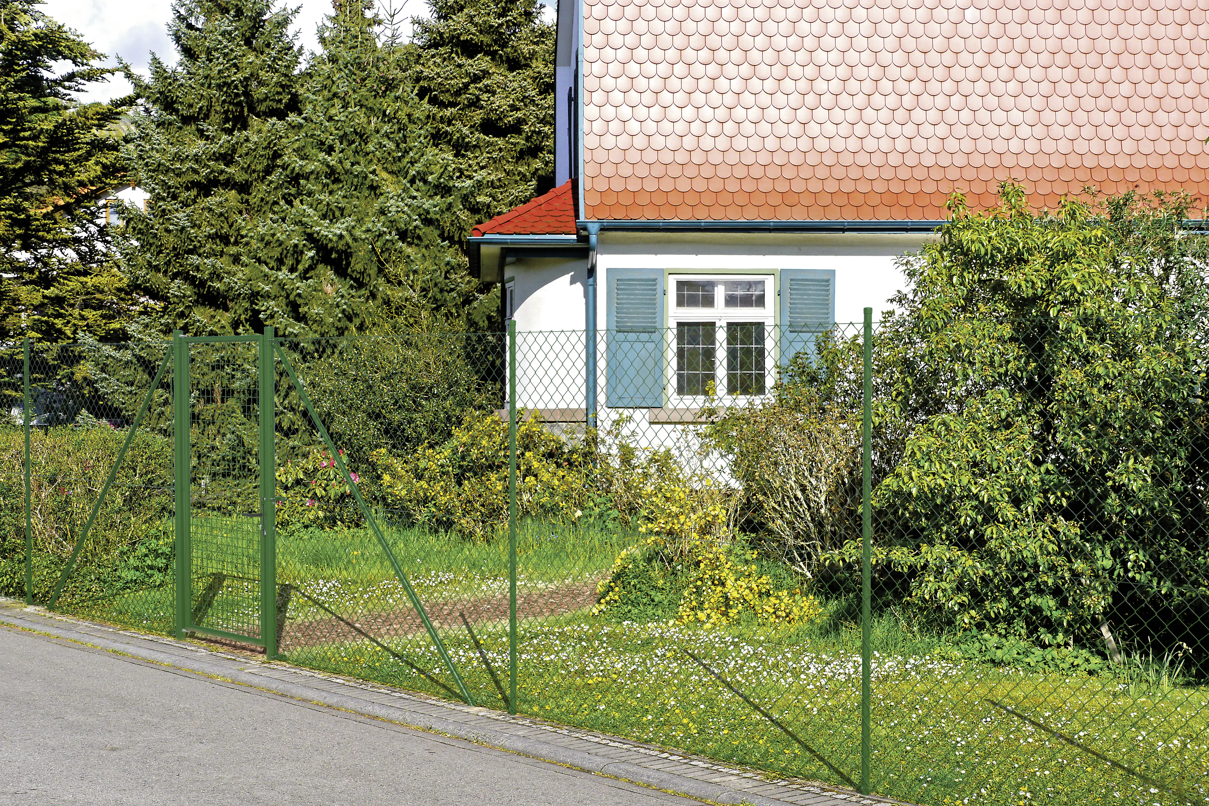 Alberts Zaunanschluss-Set einseitige Anschluss Ø 6 cm 200 cm grün zE