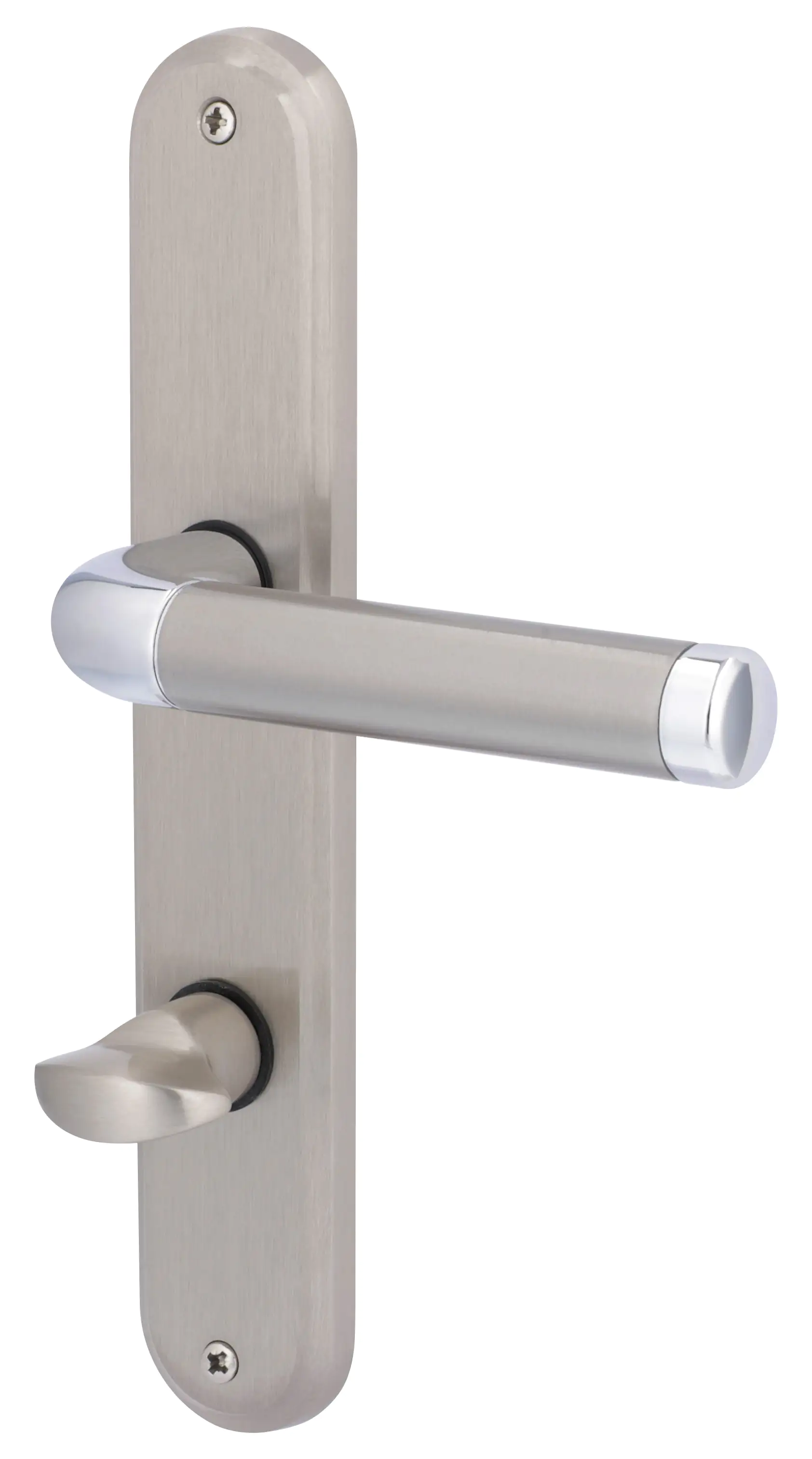 Alpertec WC-Langschildgarnitur Sabine Messing silber abgerundet