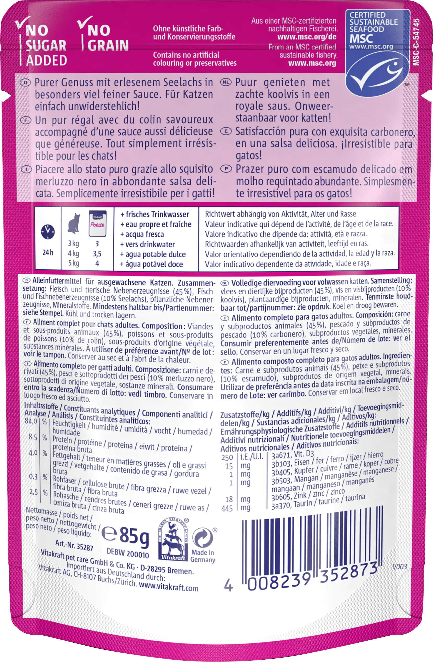 Vitakraft Poésie Katzenfutter Délice Sauce Seelachs 85 g