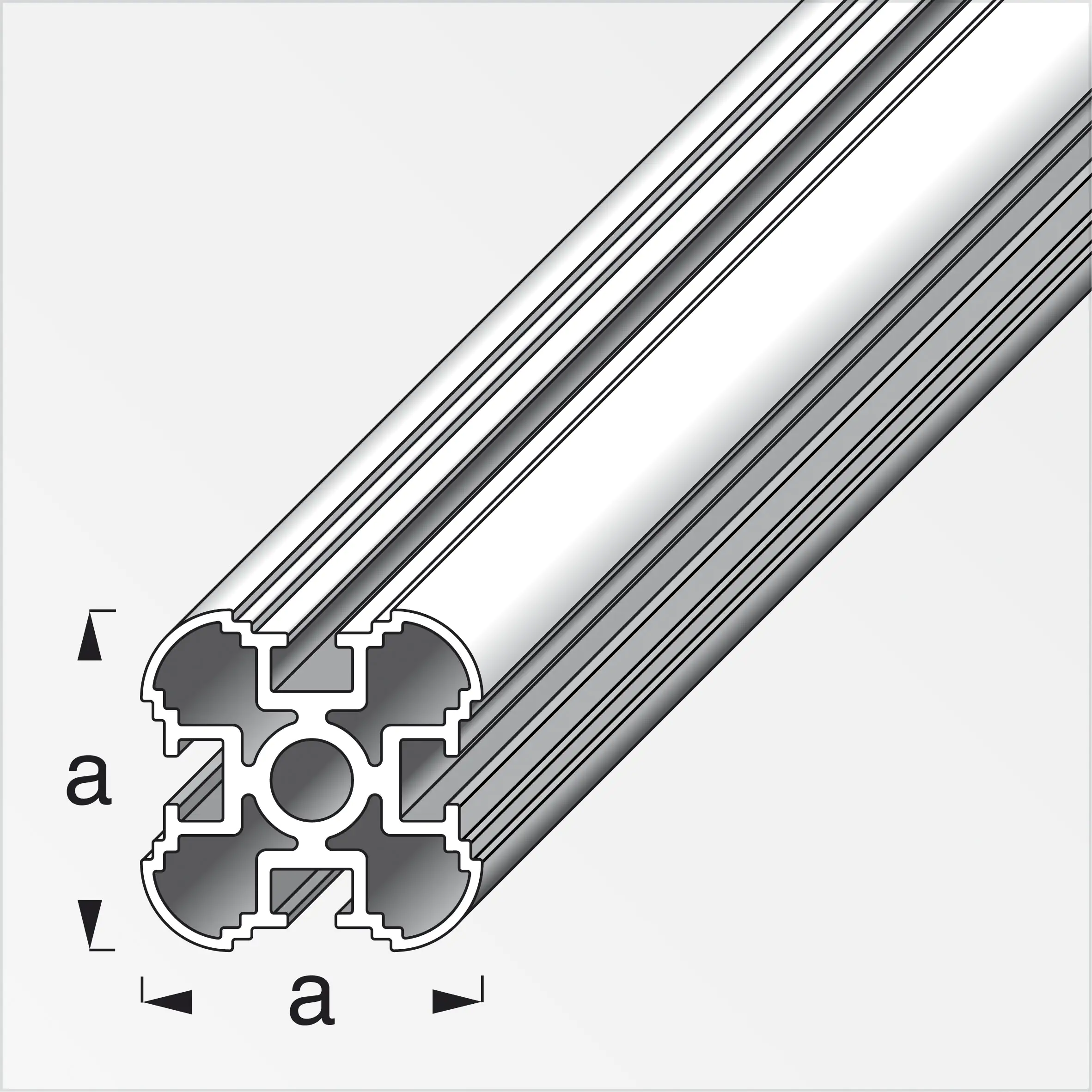 coaxis®-Säulen-Profil 1 m, 35.5 mm Aluminium eloxiert silber