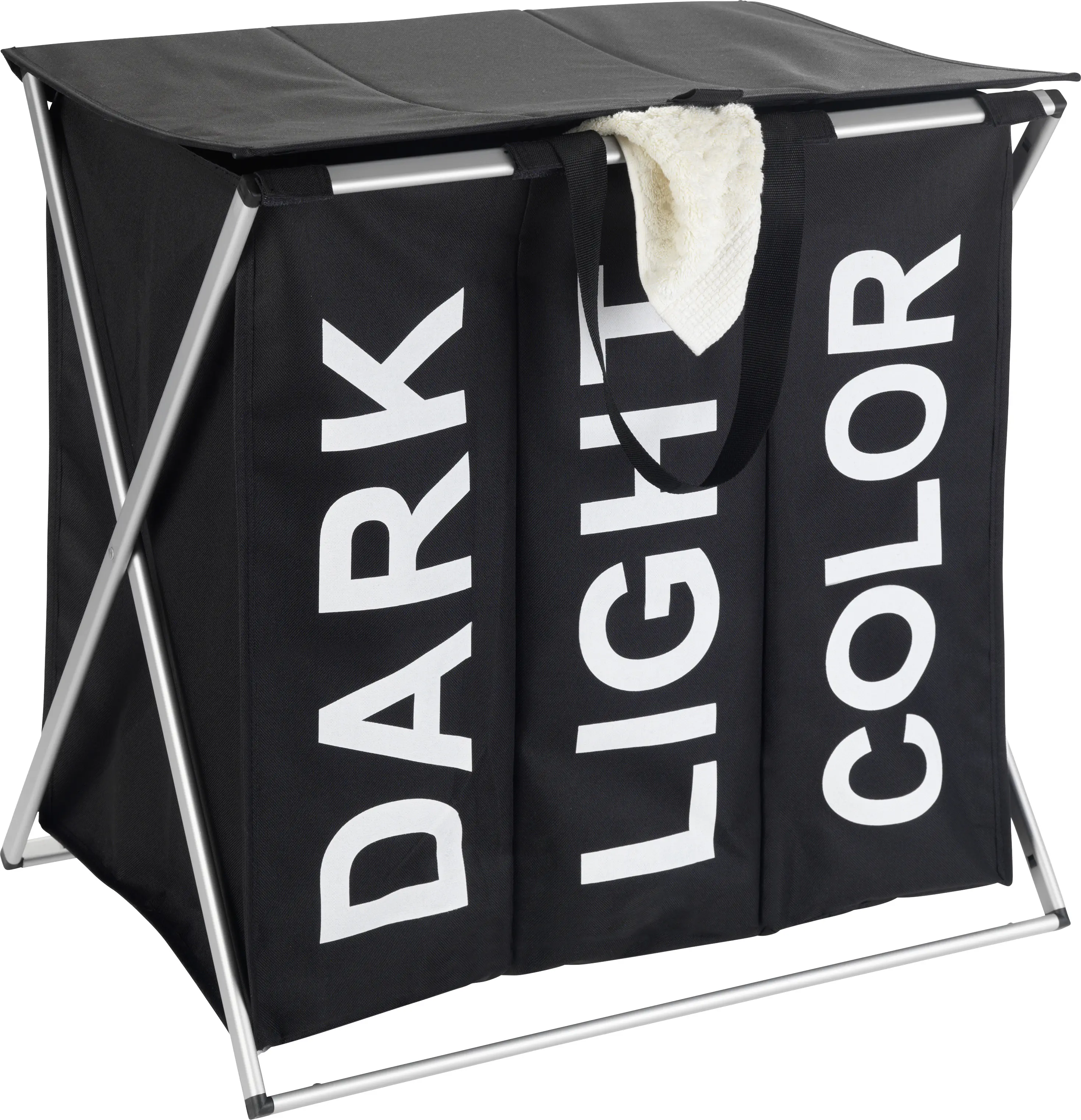 Wenko Wäschesammler Trio Top 118 L, schwarz
