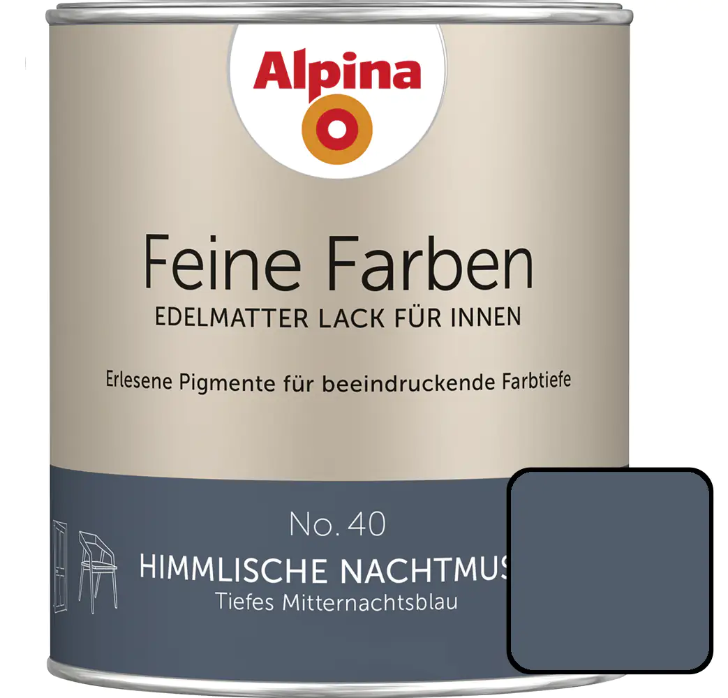 Alpina Feine Farben Lack No. 40 Himmlische Nachtmusik  mitternachtsblau edelmatt 750 ml