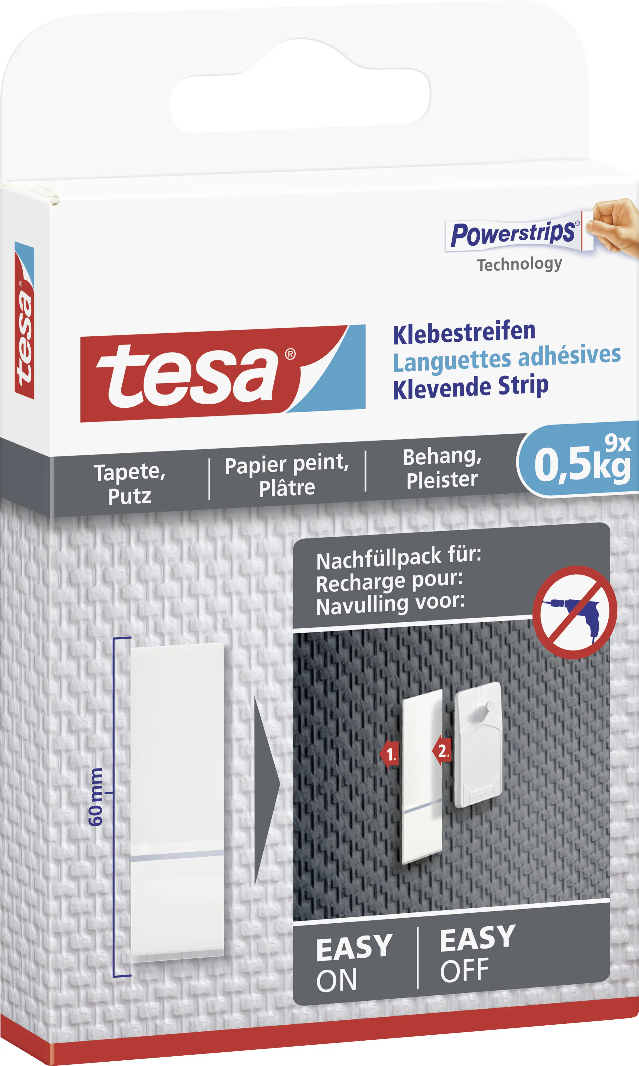 tesa Klebestreifen Traglast 500 g, 9 Stück