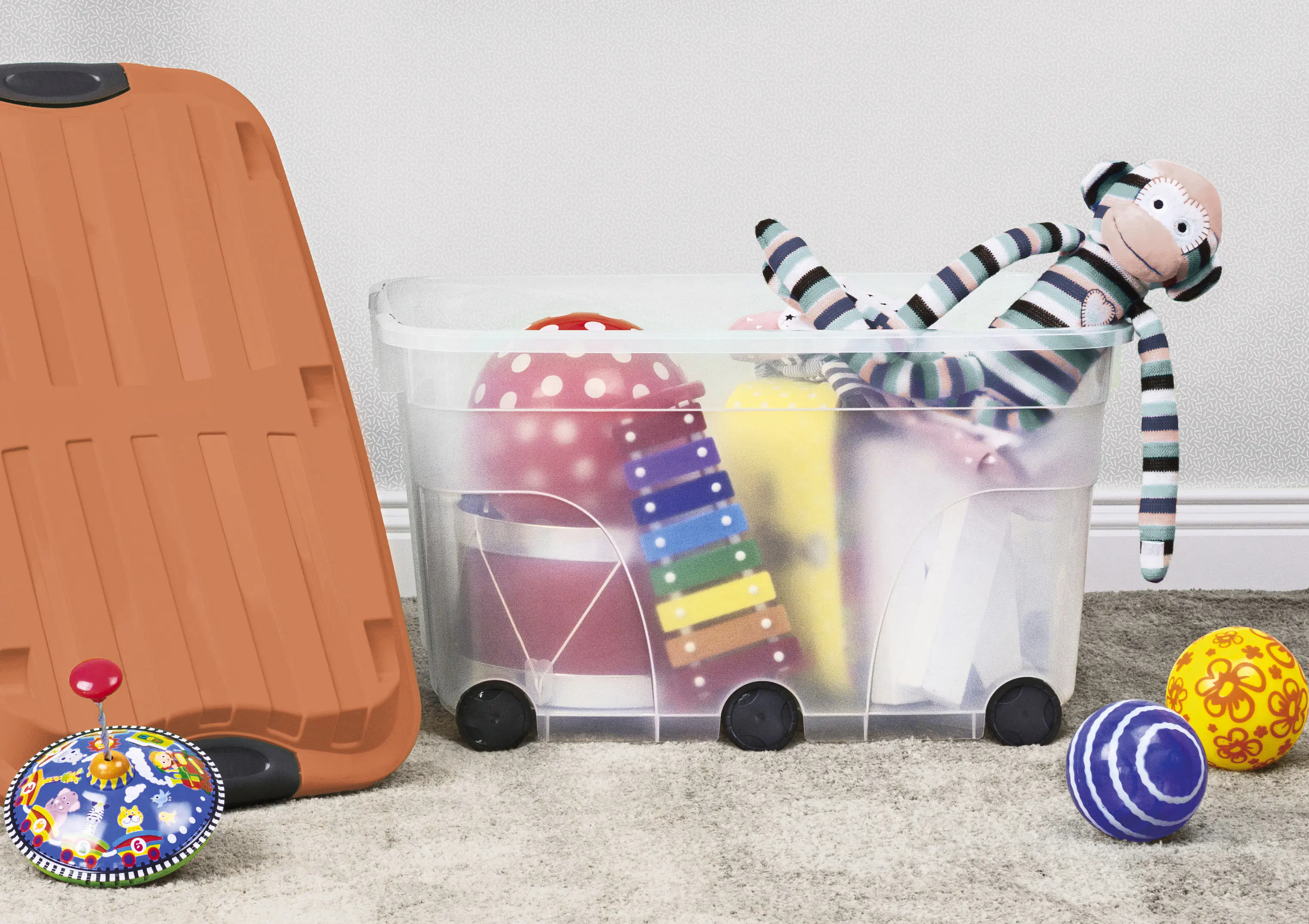 Rotho Aufbewahrungsbox mit Deckel 59,5 x 40 x 37 cm coral clay 