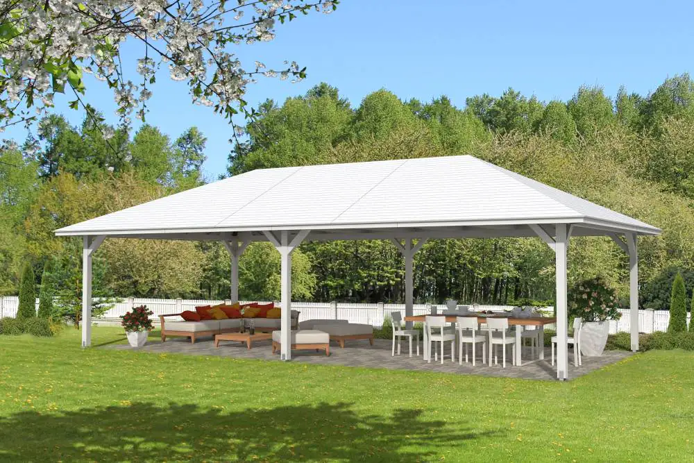 SKAN HOLZ Pavillon Orleans 4 Leimholz, lasiert in Weiß