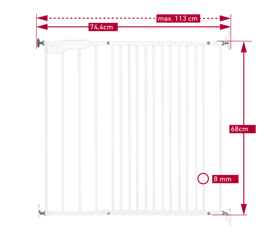 DOLLE Sicherheitsgitter Lars einstellbar 74,4 bis 113 cm, weiß