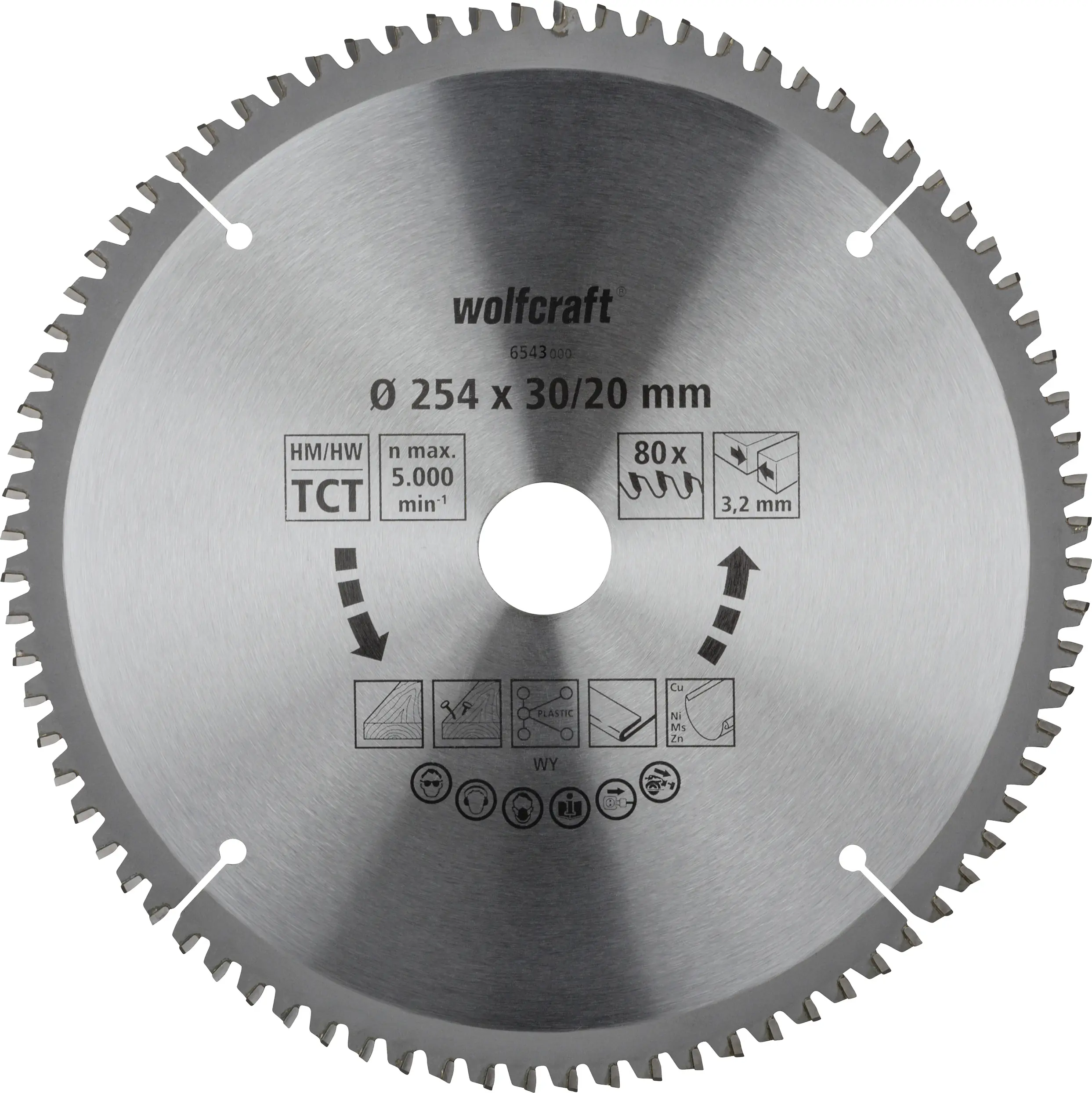 Wolfcraft Sägeblatt 254 mm für Kapp-Gehrungssäge 80 Zähne