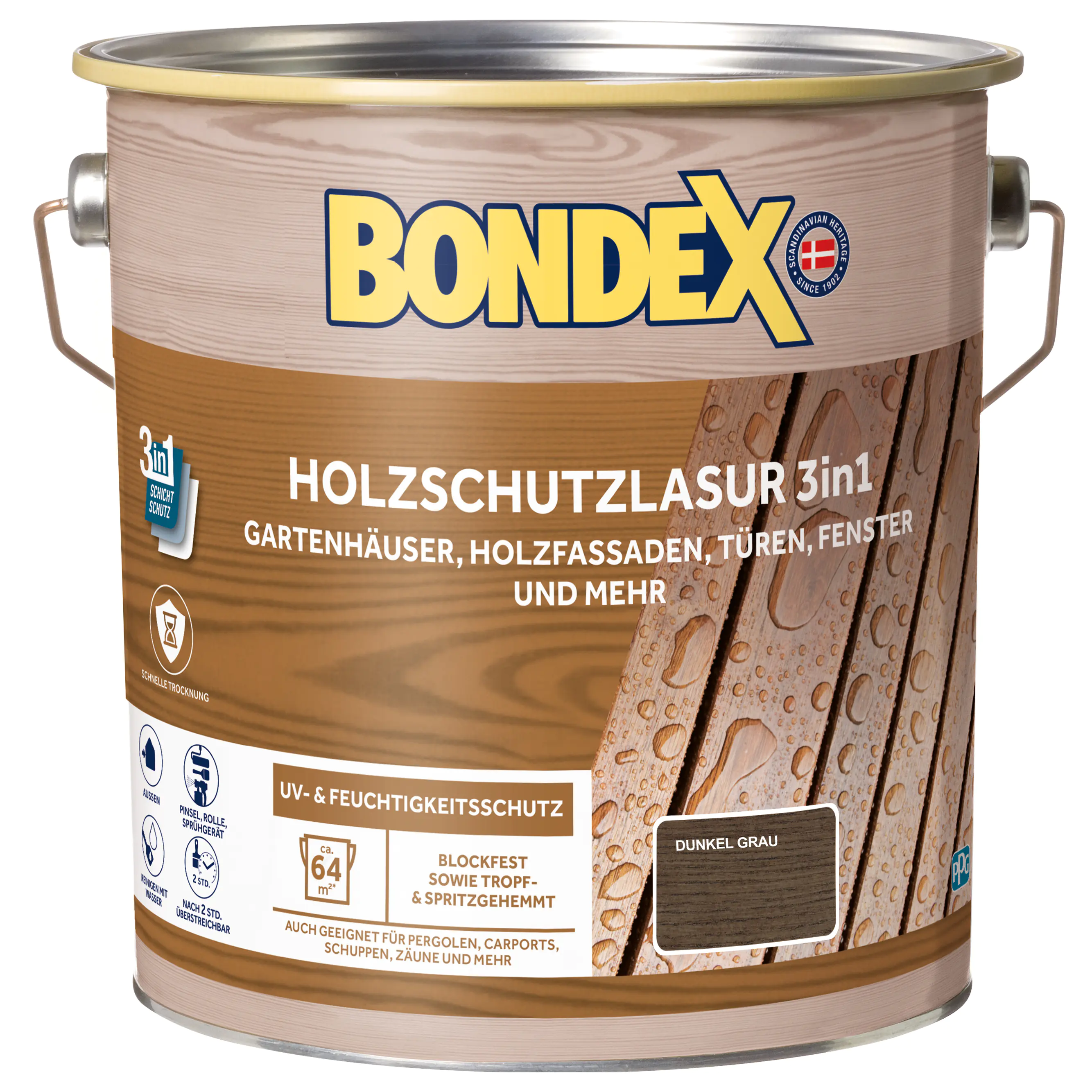 Bondex Holzschutzlasur 3in1 4 L dunkelgrau Bondex Holzschutzlasur 3in1 4 L dunkelgrau