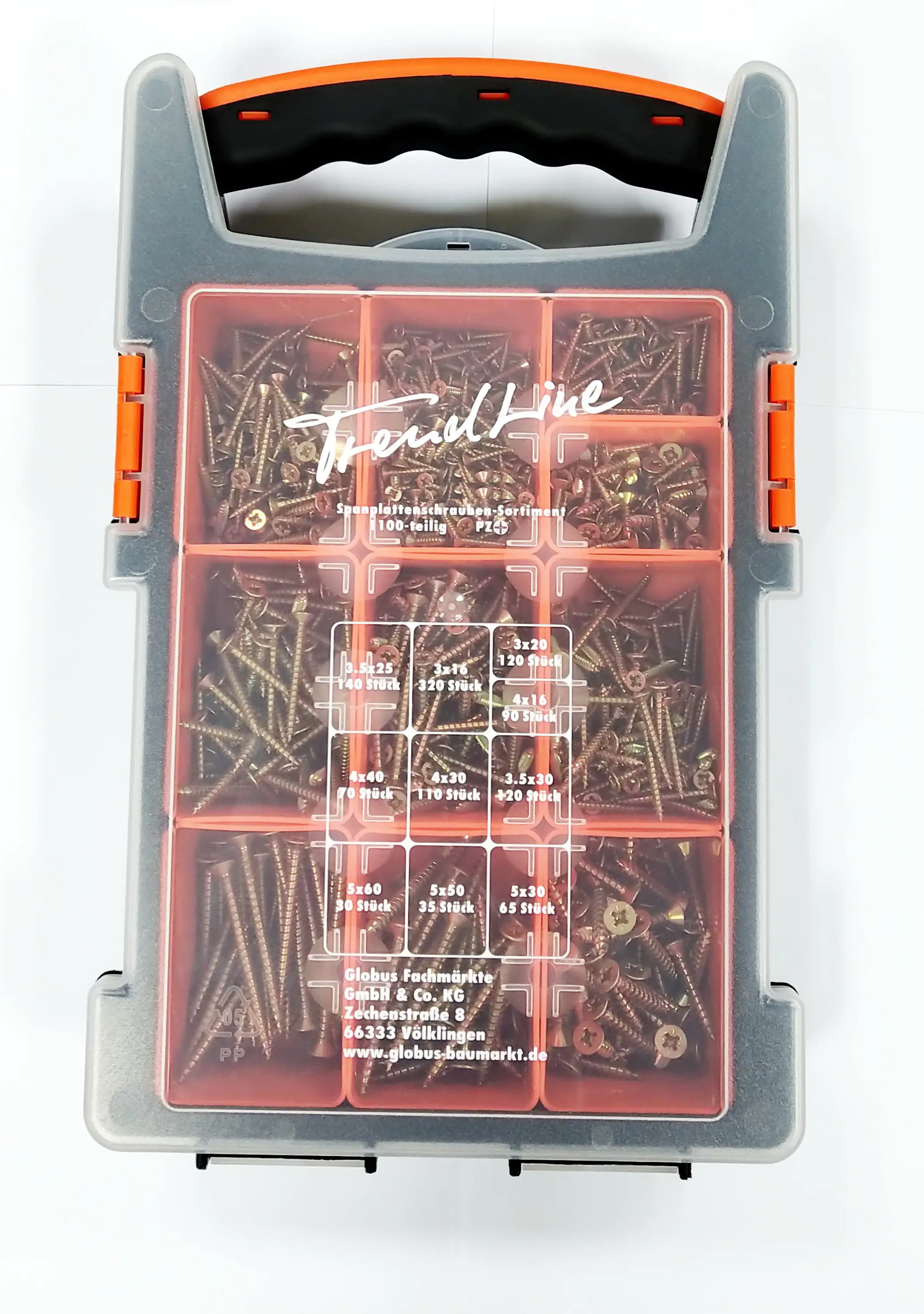 TrendLine Sortimentskasten Spanplattenschrauben PZ 2 - 1100 teilig TrendLine Sortimentskasten Spanplattenschrauben PZ 2 - 1100 teilig