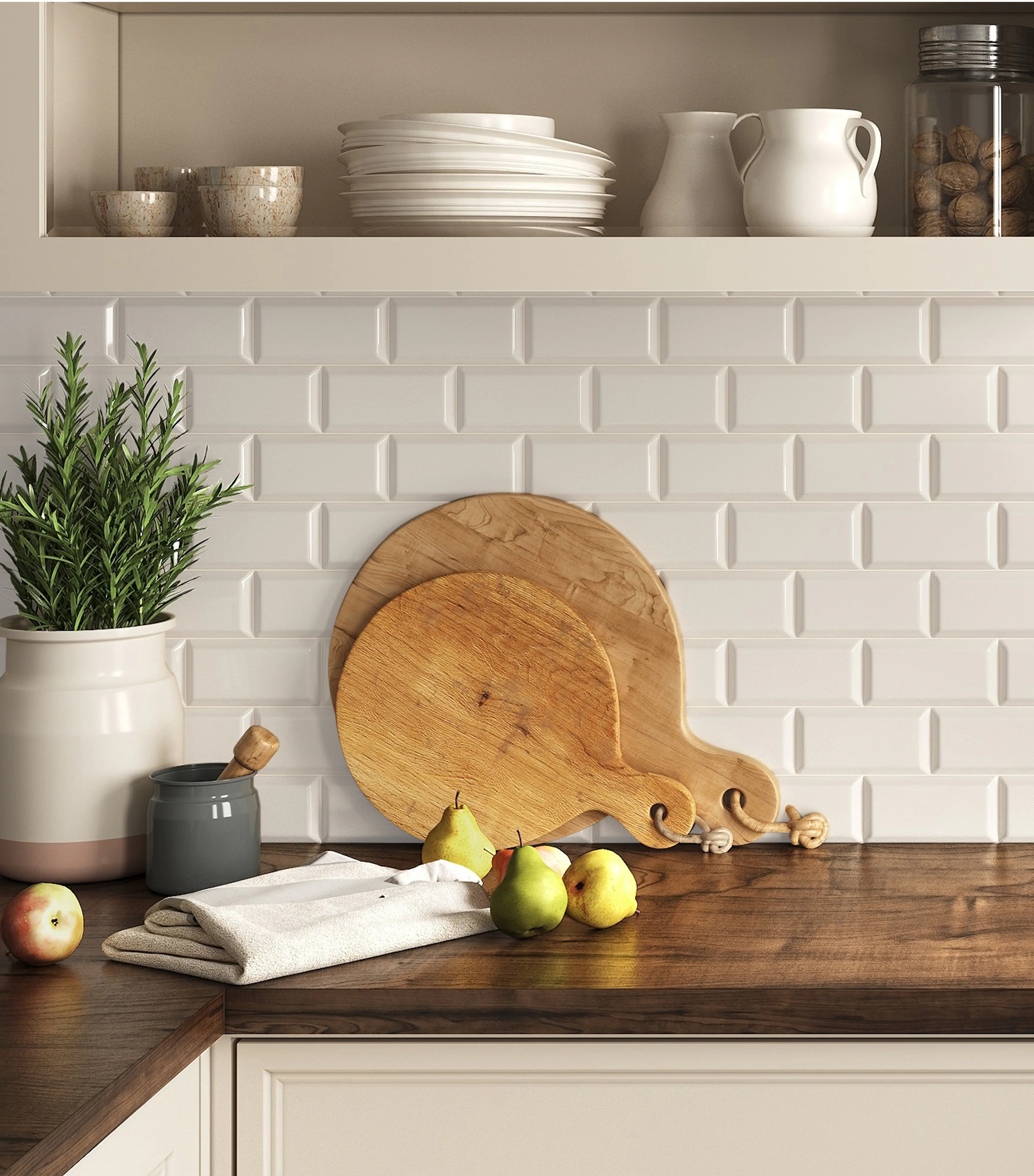 Wandfliese Metro Facette 10 x 20 cm weiß