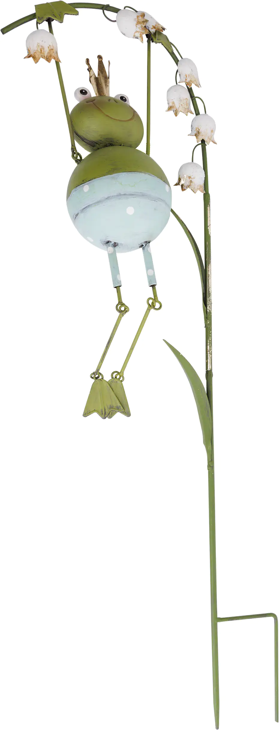 TrendLine Gartenstecker Frosch aus Metall 79 x 25 cm grün weiß